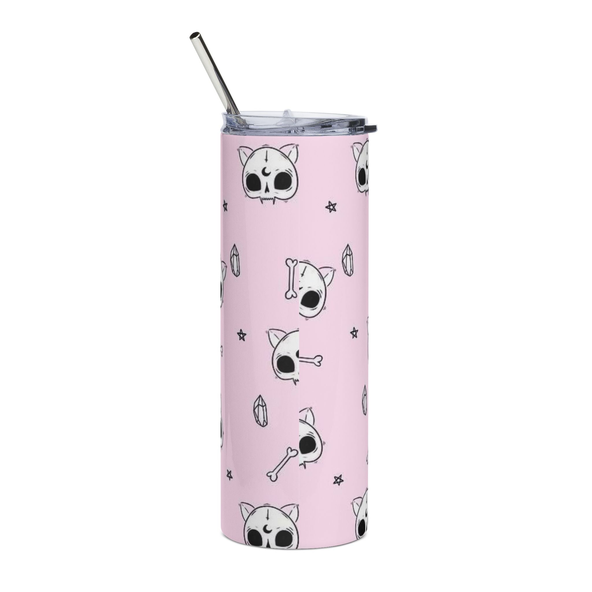 Cute Skull Cat Pattern Tumbler | 20oz Stainless Steel