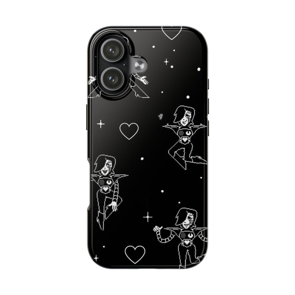 Undertale Metaton Goth Space Girl pattern Phone Case | black heart stars indie aesthetic