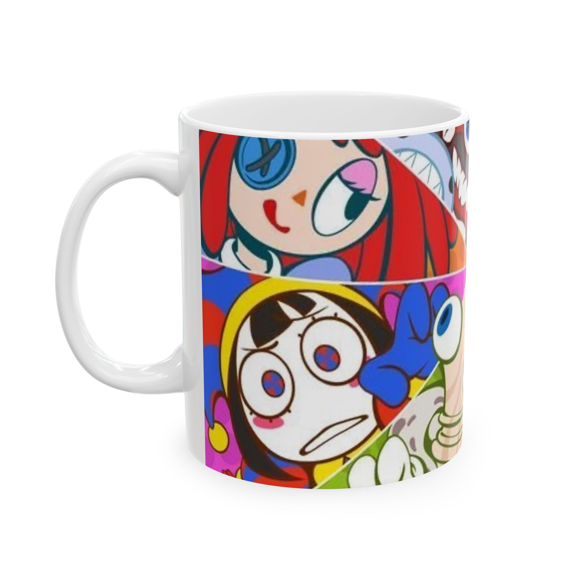 The Amazing Digital Circus Mug Colorful Cartoon Faces Mug | Collage Character Art Ceramic Mug