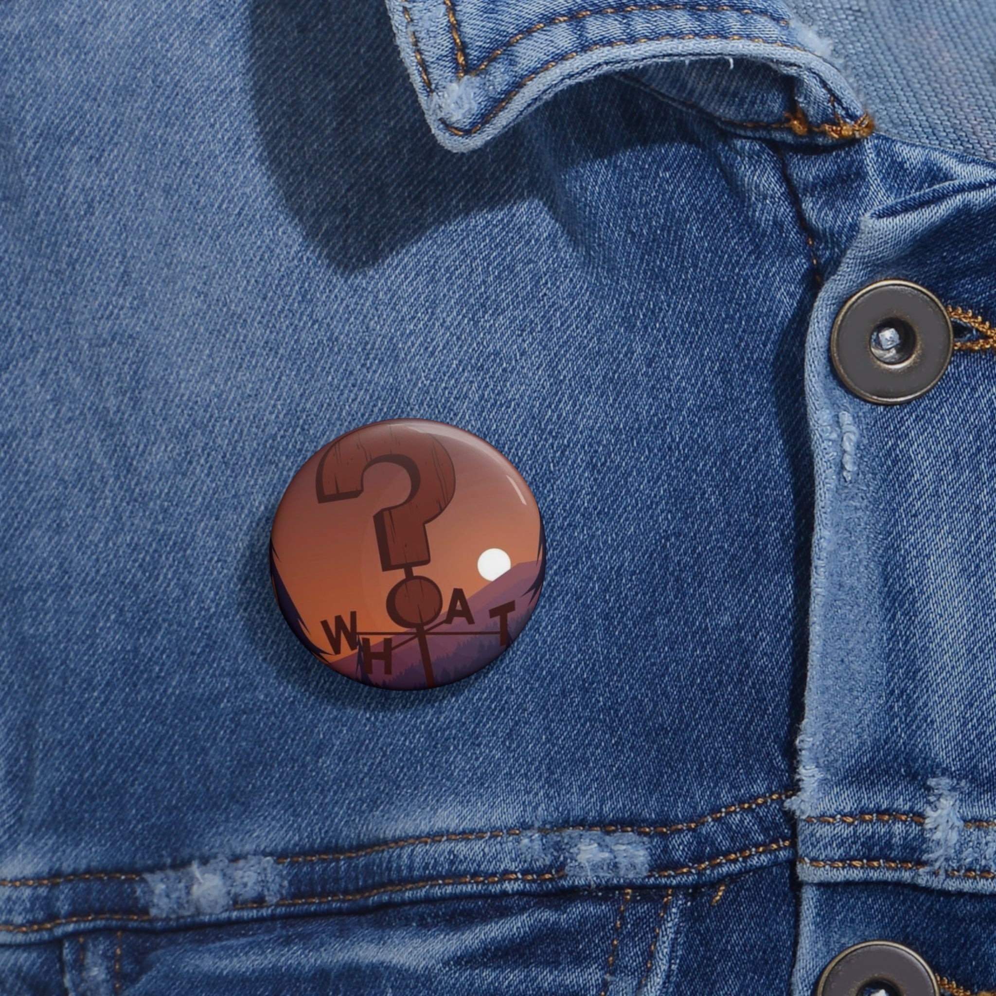 Gravity Falls Question Mark Sign What Button Pin | Mystery Badge, Enamel-Style Pinback