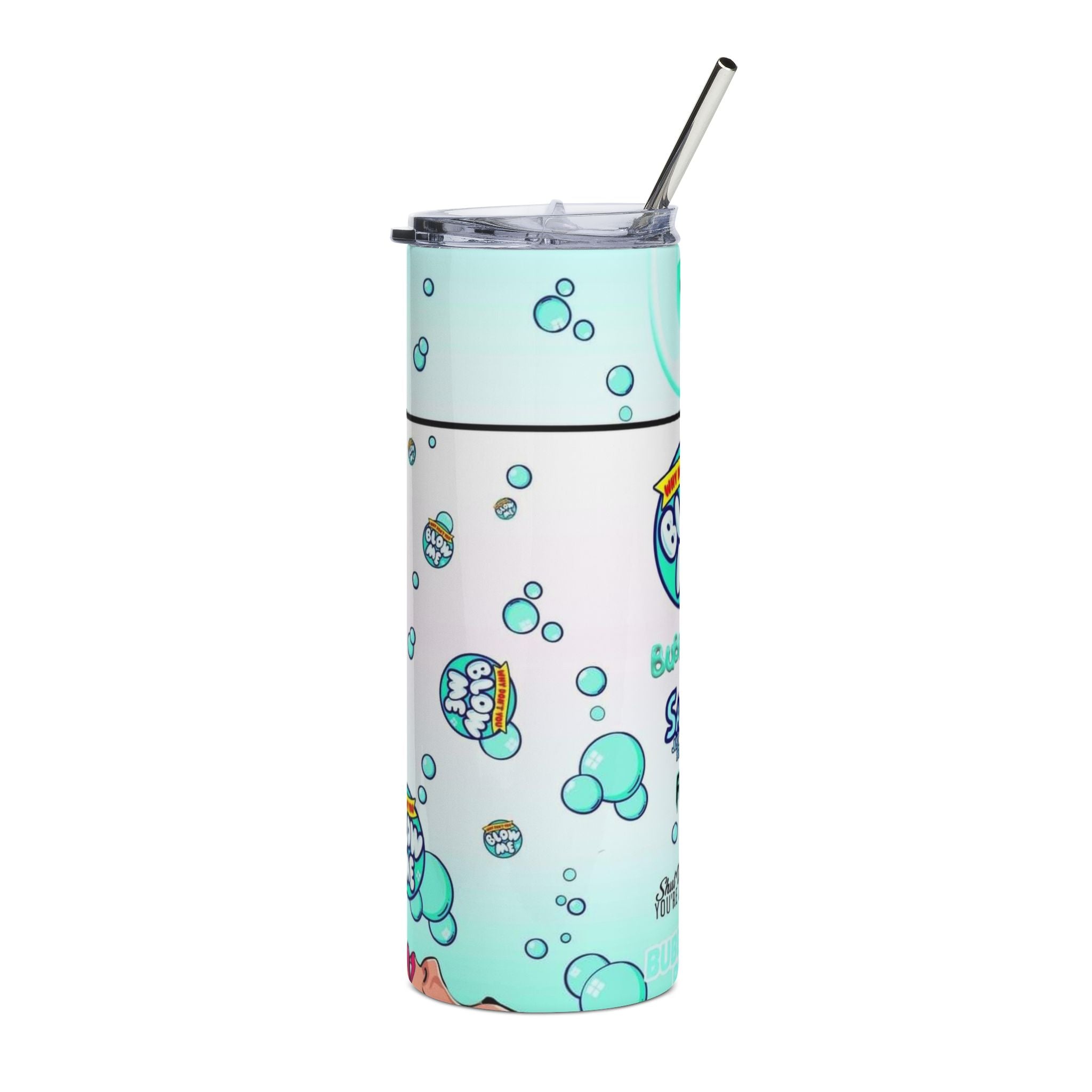 Aqua Bubble Pop Cartoon Logo Tumbler | 20oz Stainless Steel