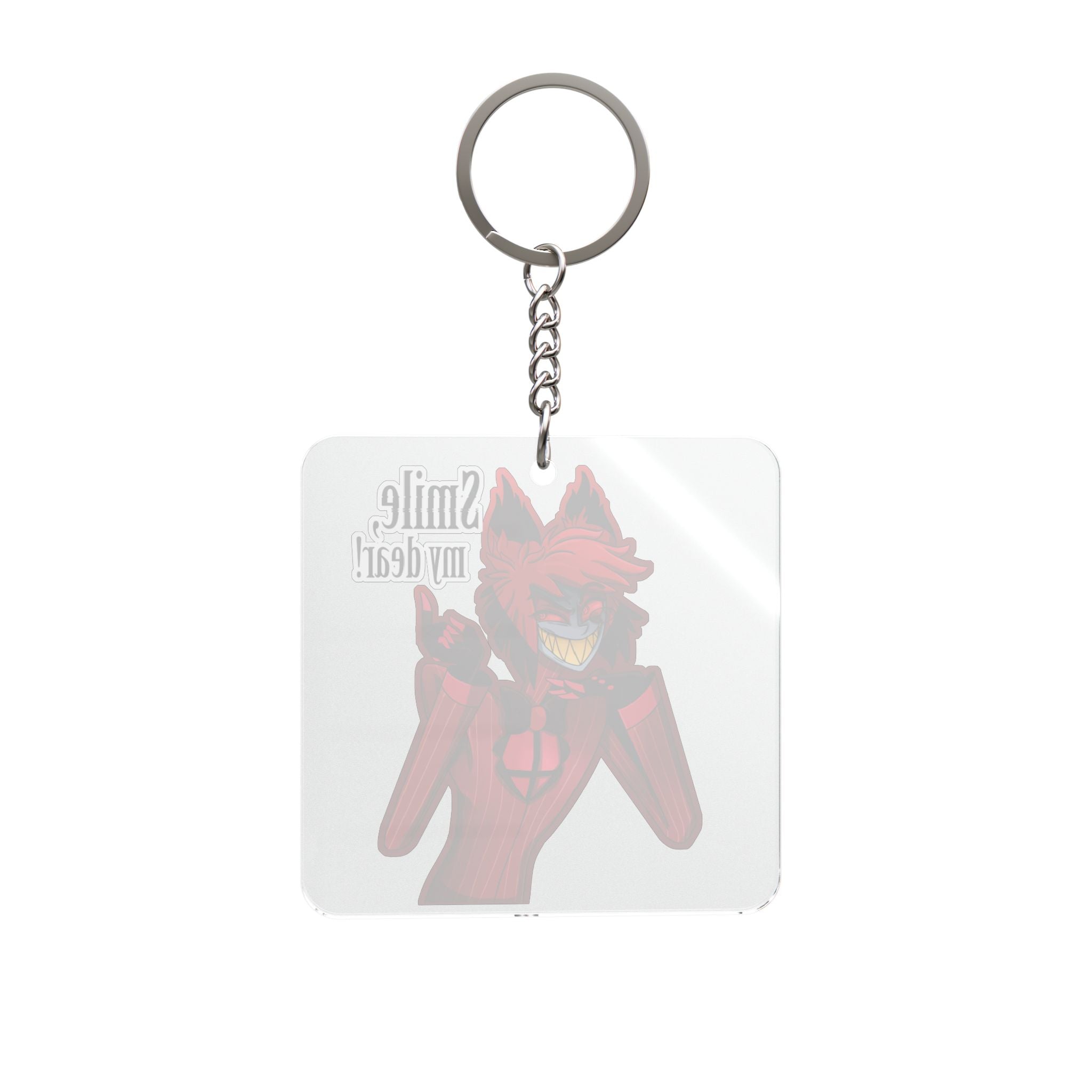 Hazbin Hotel Alastor Red Fox Monster Smile keychain | Square Acrylic Keychain