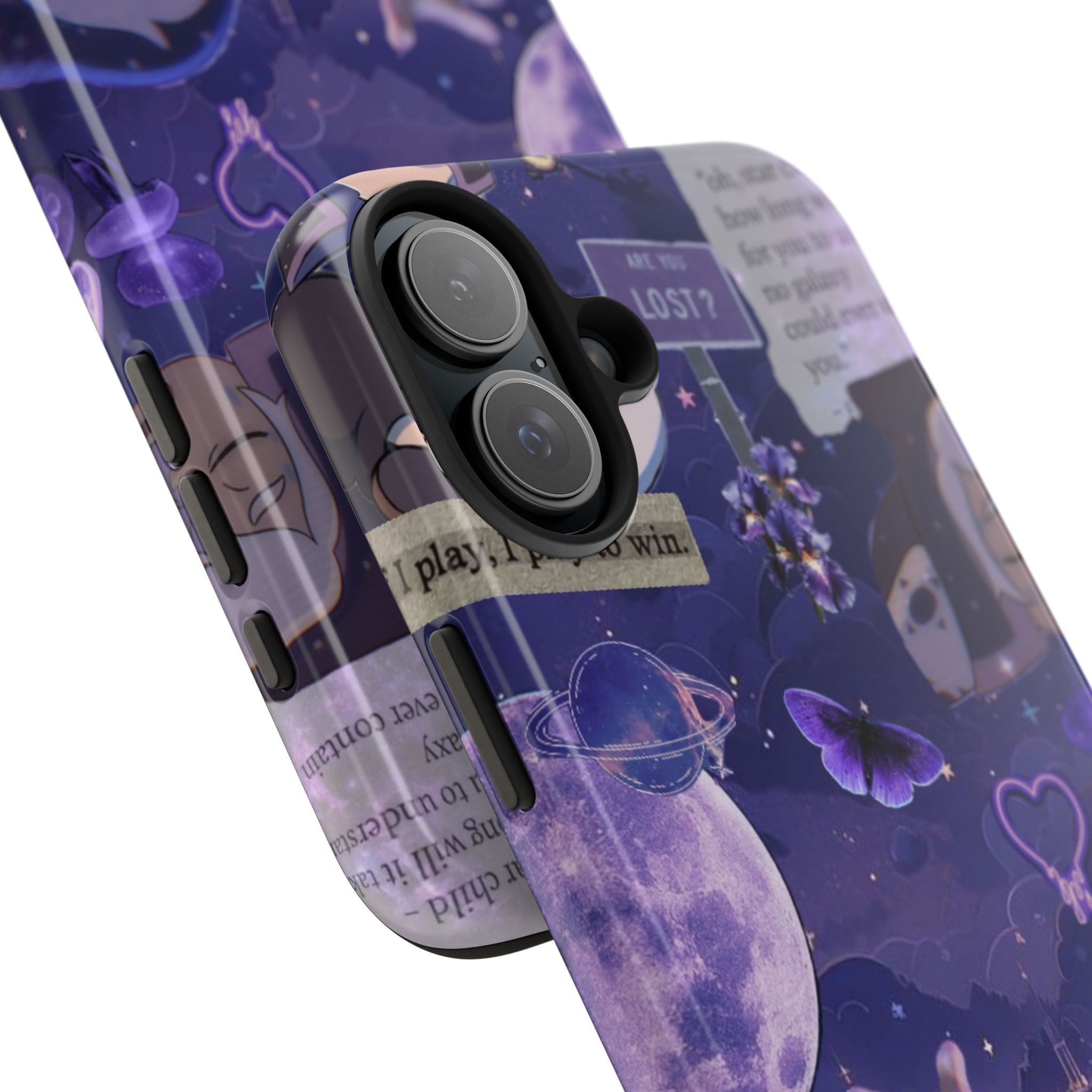 The Owl House The Collector Space Vampire Character phone case | purple galaxy collage, moon & butterflies