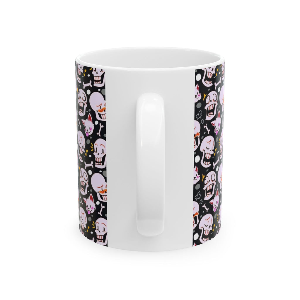 Undertale Papyrus Kawaii Skull Pattern Mug | Cute Skull and Cat Bones Ceramic Mug