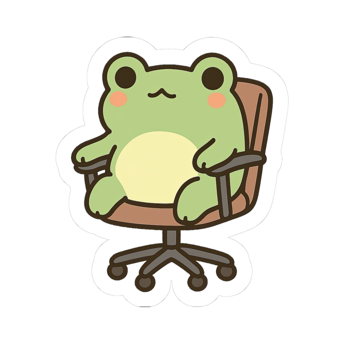 Cute Frog on Office Chair Sticker | Kiss-Cut Vinyl Sticker