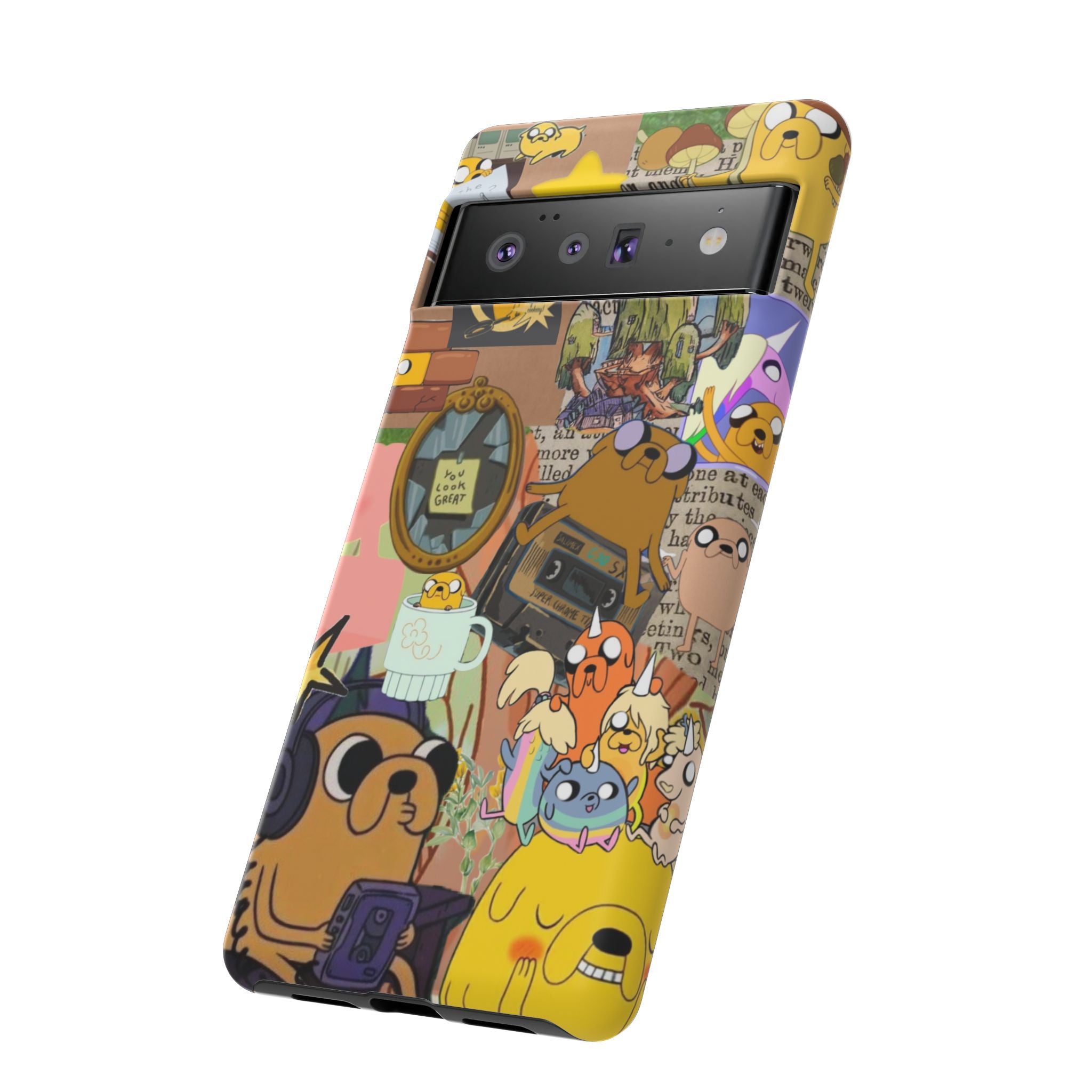 Adventure Time Jake the Dog Cartoon Collage Phone Case | Adventure Dog Character Pattern