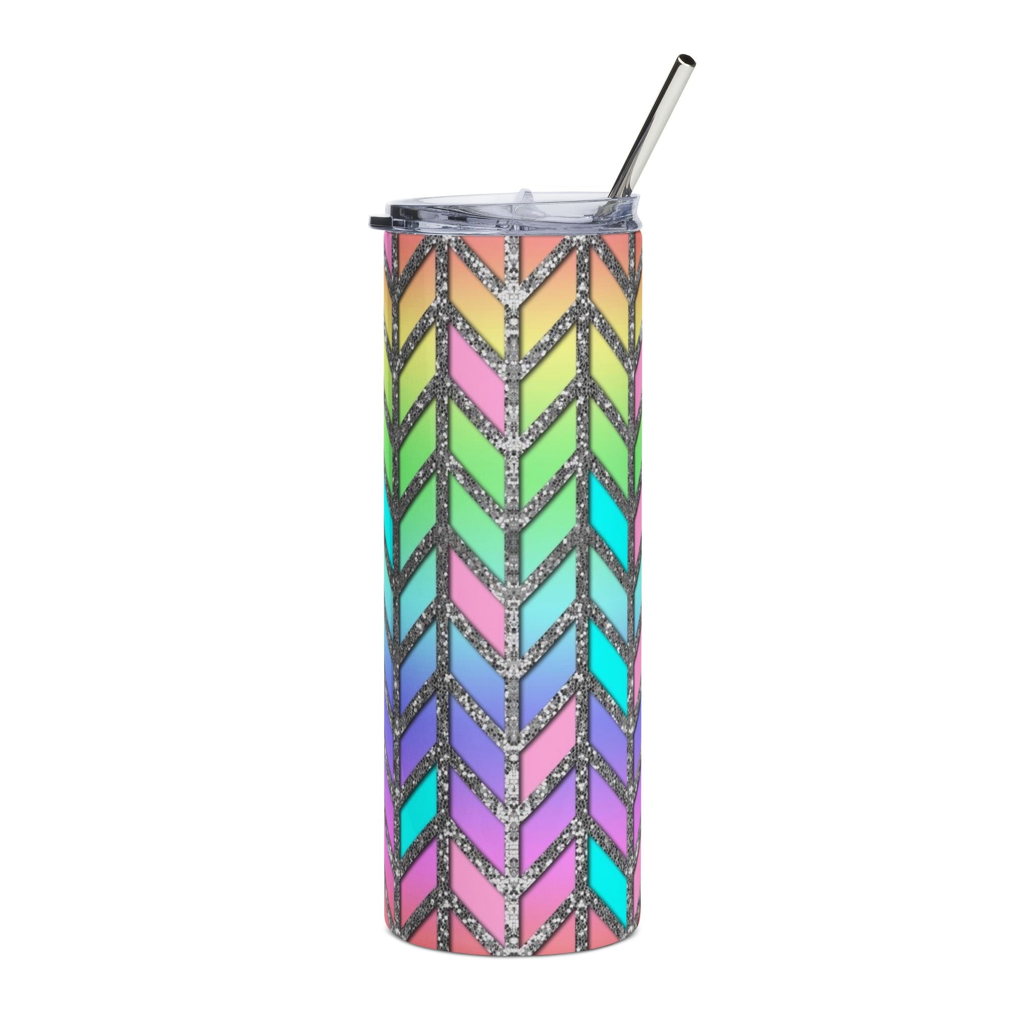Rainbow Pastel Modern Gift Chevron Pattern Stainless Steel Tumbler | 20oz