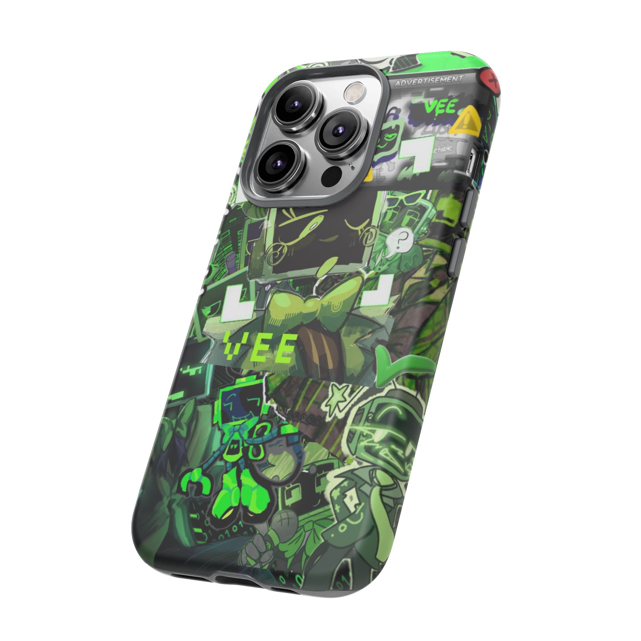 Dandys World Vee Green Glitch Cartoon Collage Phone Case | Tough Cases