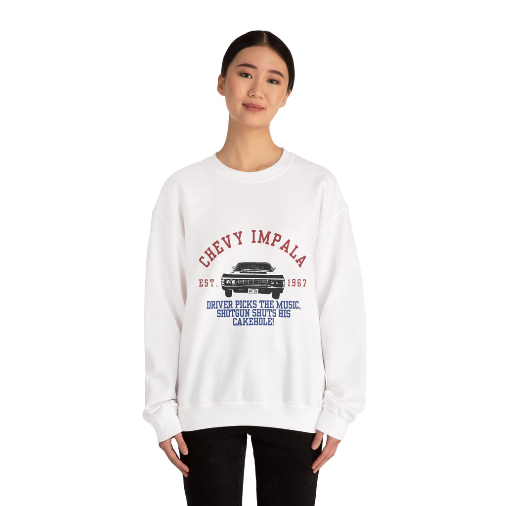 Supernatural Chevy Impala Varsity 1967 Crewneck Sweatshirt | Classic Car Vintage Style