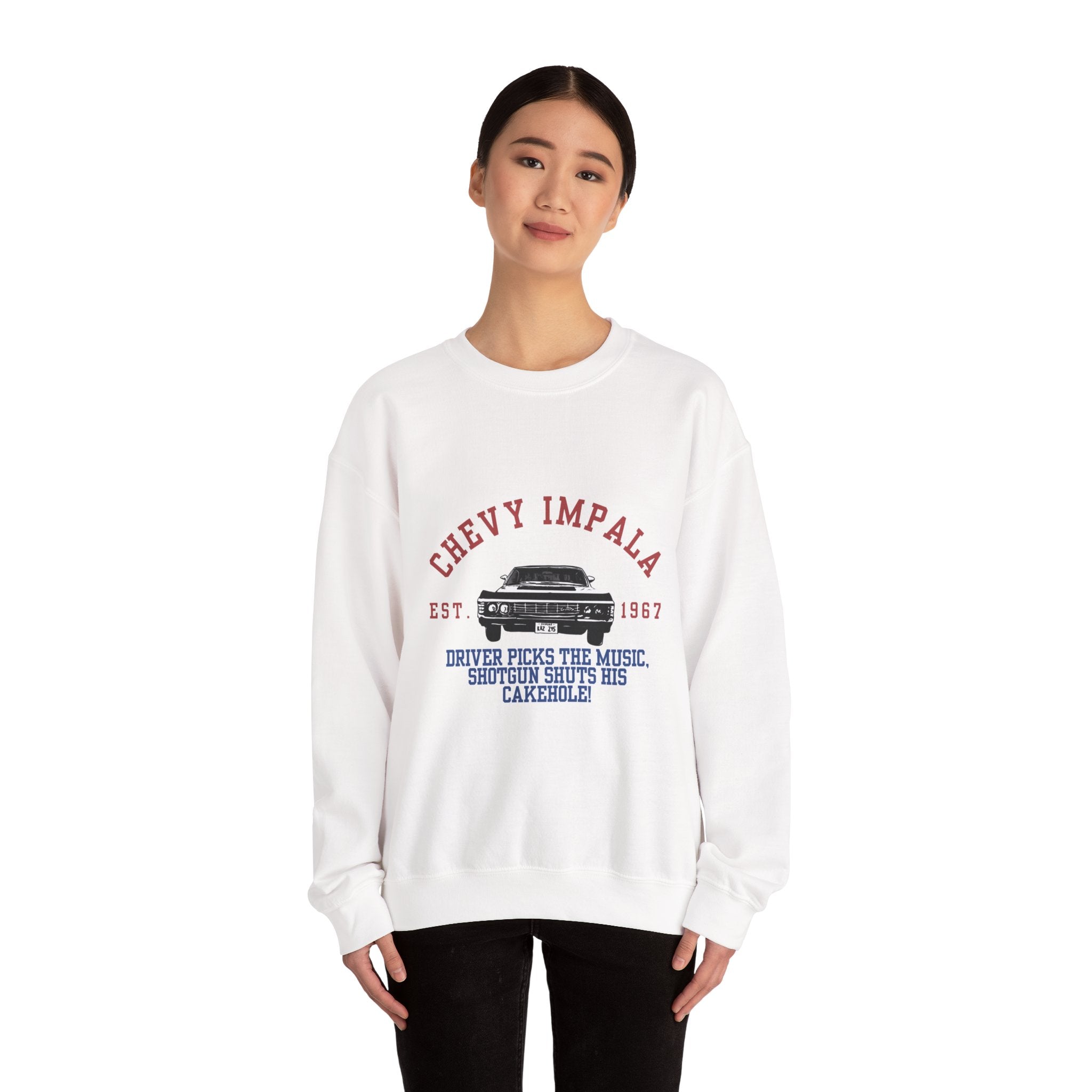 Supernatural Chevy Impala Varsity 1967 Crewneck Sweatshirt | Classic Car Vintage Style