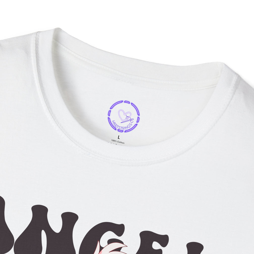 Angel Dust Hazbin Hotel Retro Text T-Shirt | Layered Typography, Fashion Silhouette