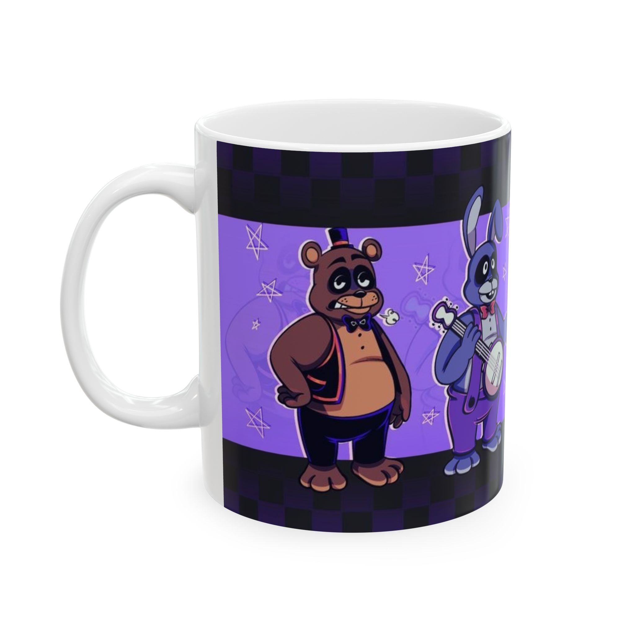 FNAF 5NAF Five Nights at Freddys Cartoon Animatronic Characters Mug | Purple Band Pattern Ceramic Mug
