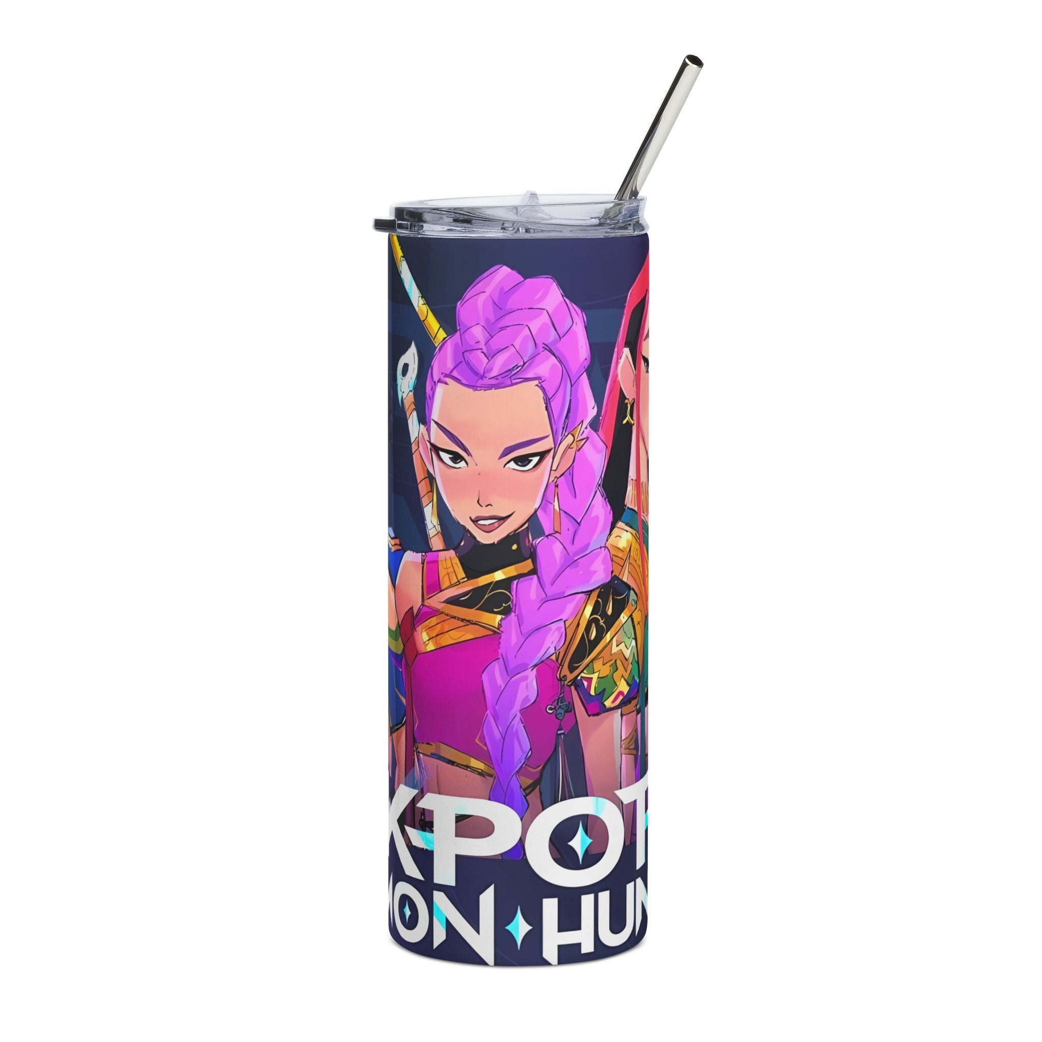 Kpop Demon Hunters Neon Anime Characters Stainless Steel Tumbler 20oz | Kpop Idol Art
