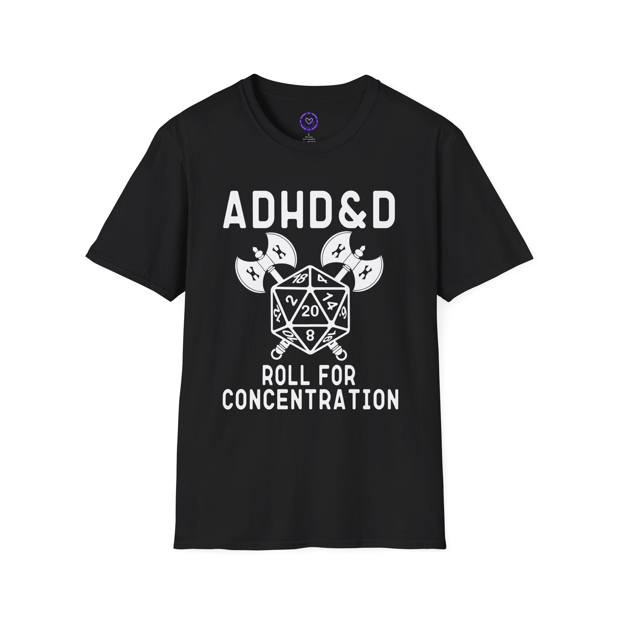 ADHD and D20 Roll For Concentration T-Shirt | DnD Dice Tee