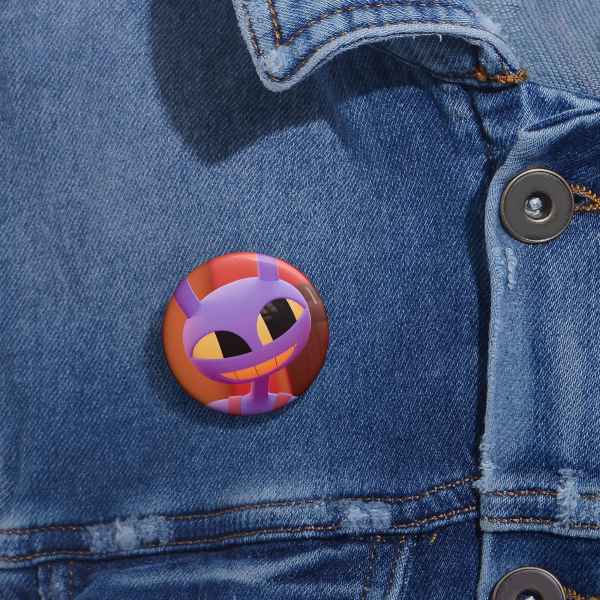 The Amazing Digital Circus Jax Smiling Purple Cat Pin Button | Cute Cartoon Enamel-Style Badge