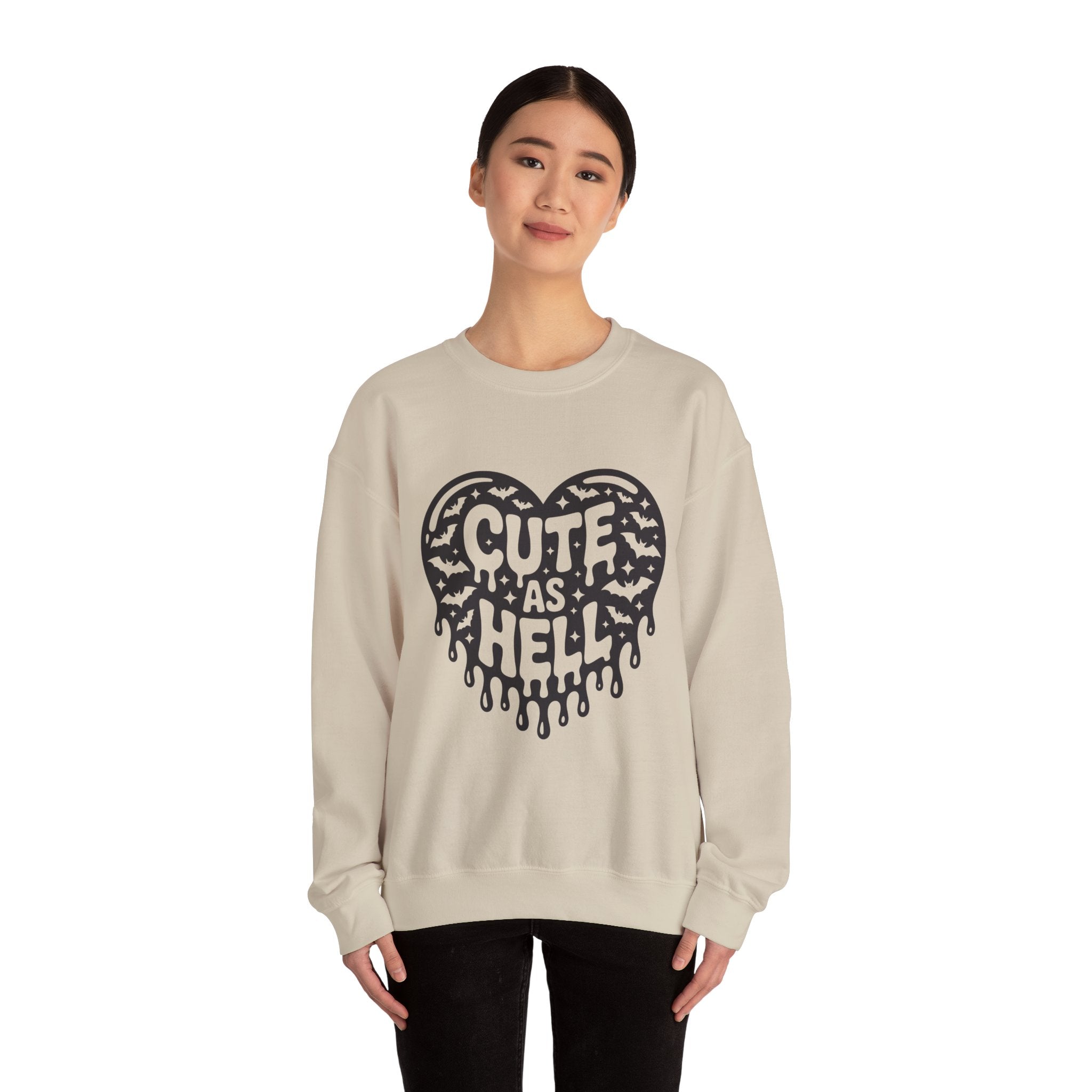 Cute As Hell heart graphic Sweatshirt | gothic drip typography
