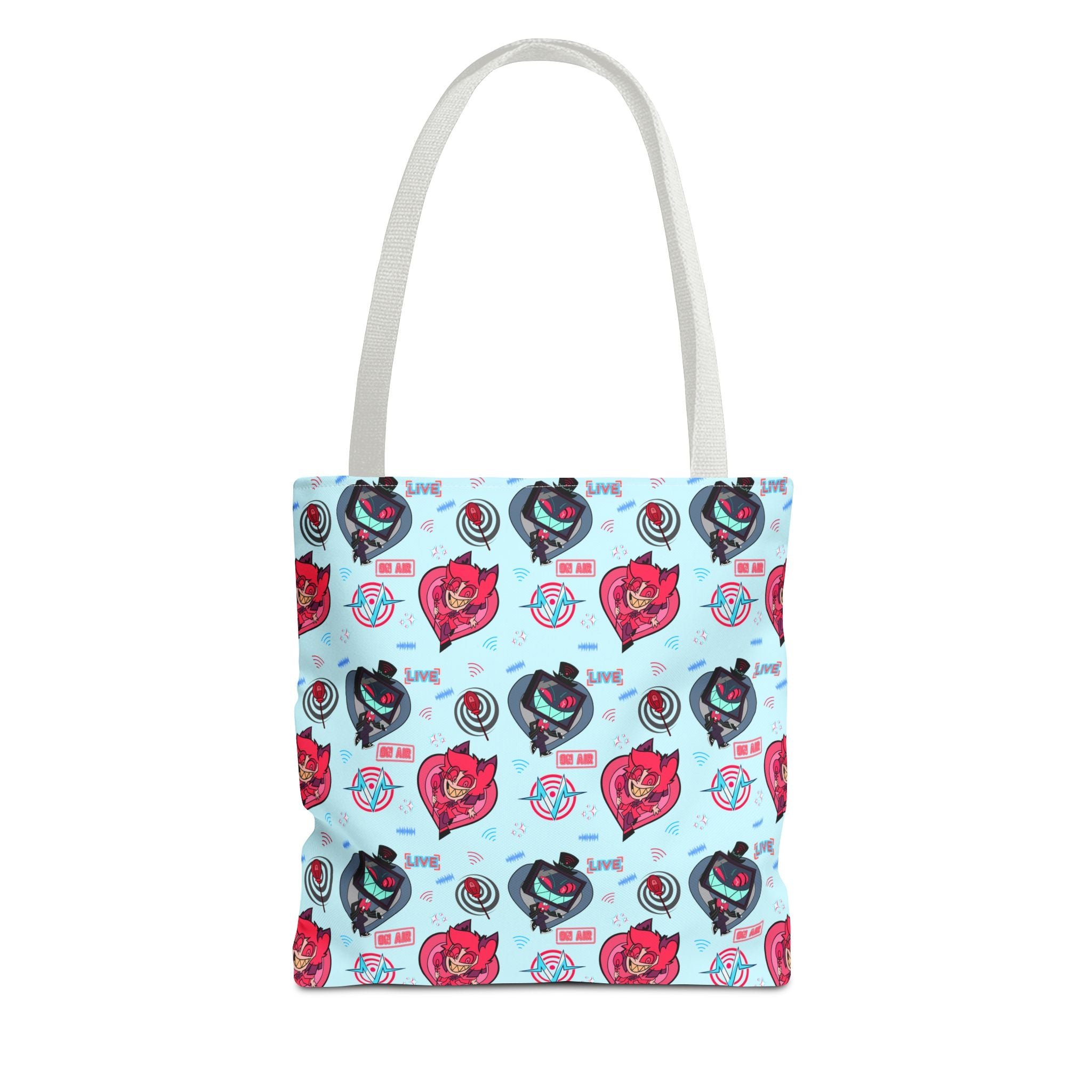 Hazbin Hotel Vox x Alastor Cute Cartoon Fox Pattern Tote Bag | Pastel Animal Face All-Over Print