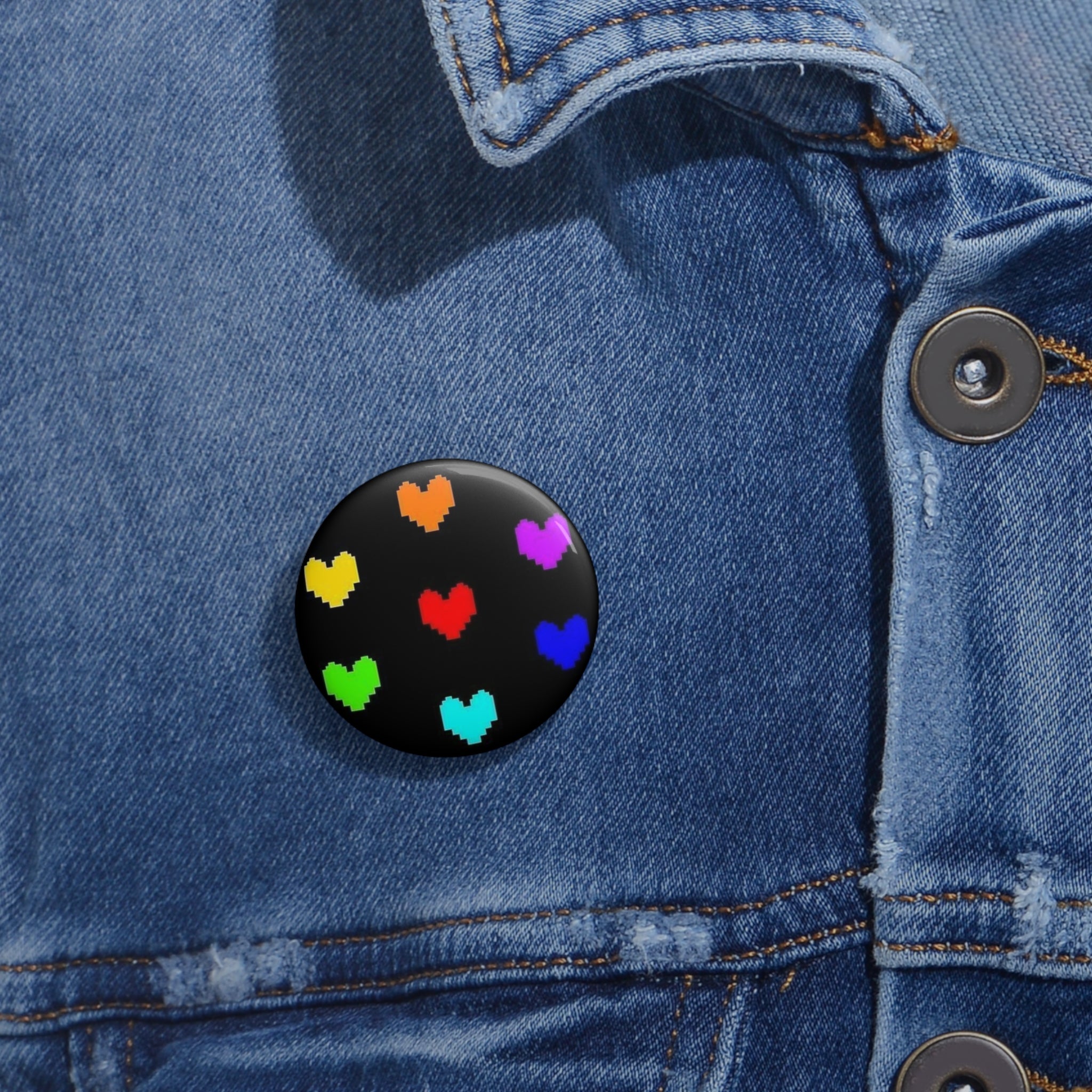 Undertale Hearts Pixel Rainbow Hearts Buttons | Pin Buttons
