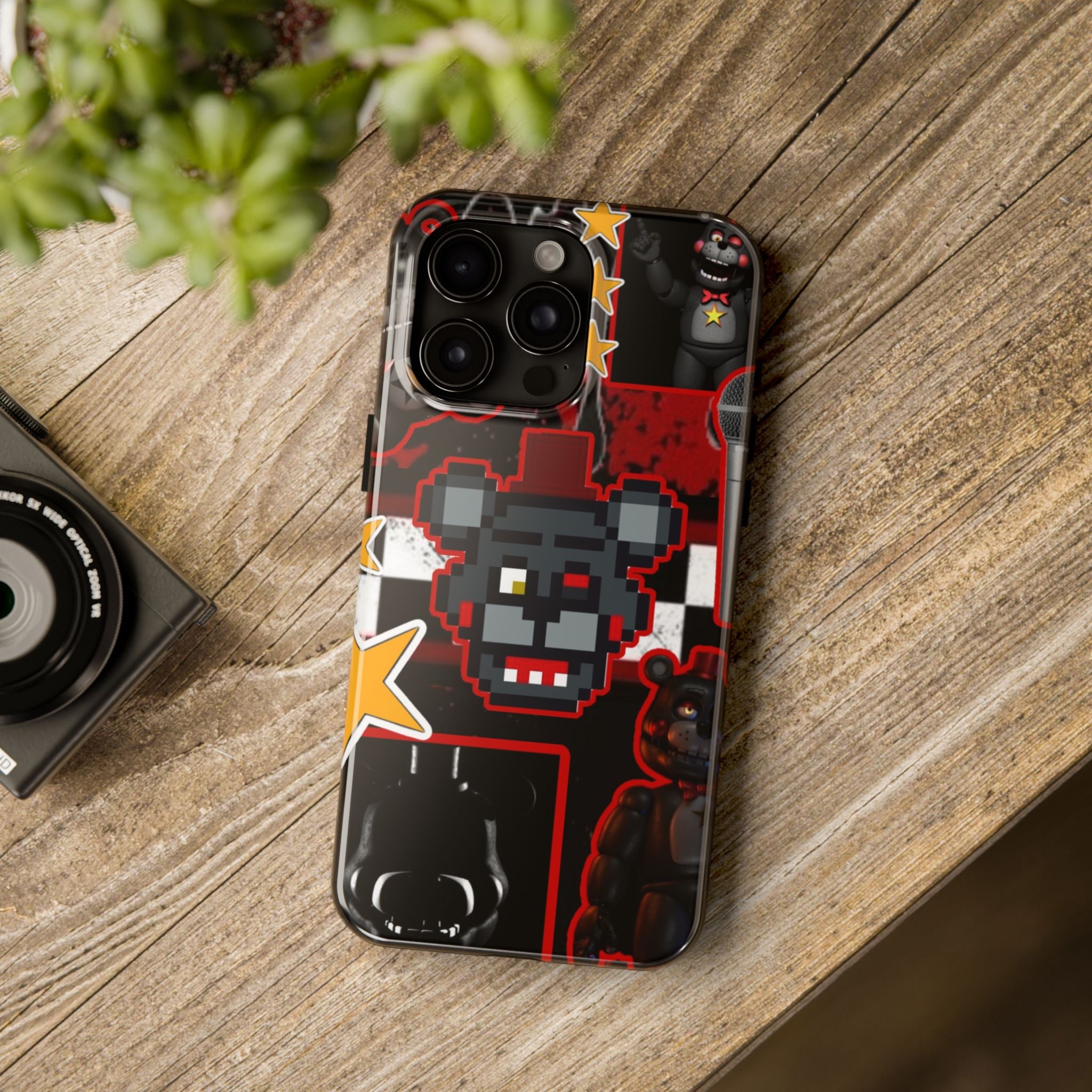 FNAF 5NAF Five Nights at Freddys Lefty Pixel Horror Animatronic Phone Case | Five Nights at Freddys style, dark arcade stars