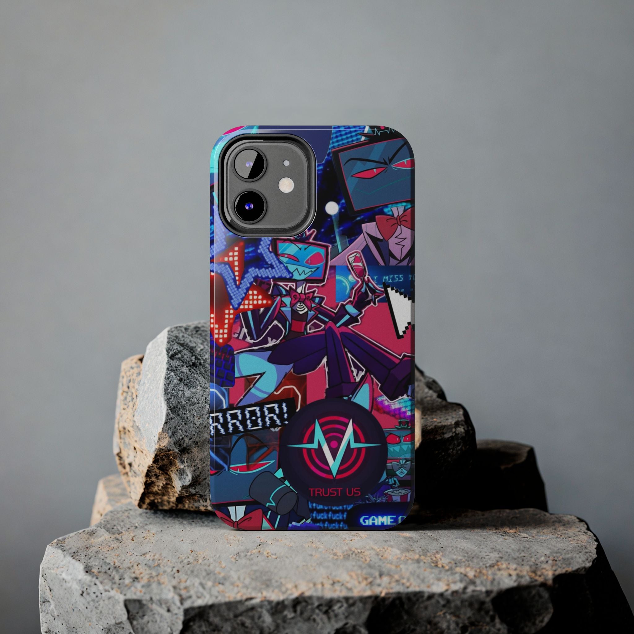Hazbin Hotel Vox Cyberpunk Glitch Characters Phone Case | Tough Phone Cases
