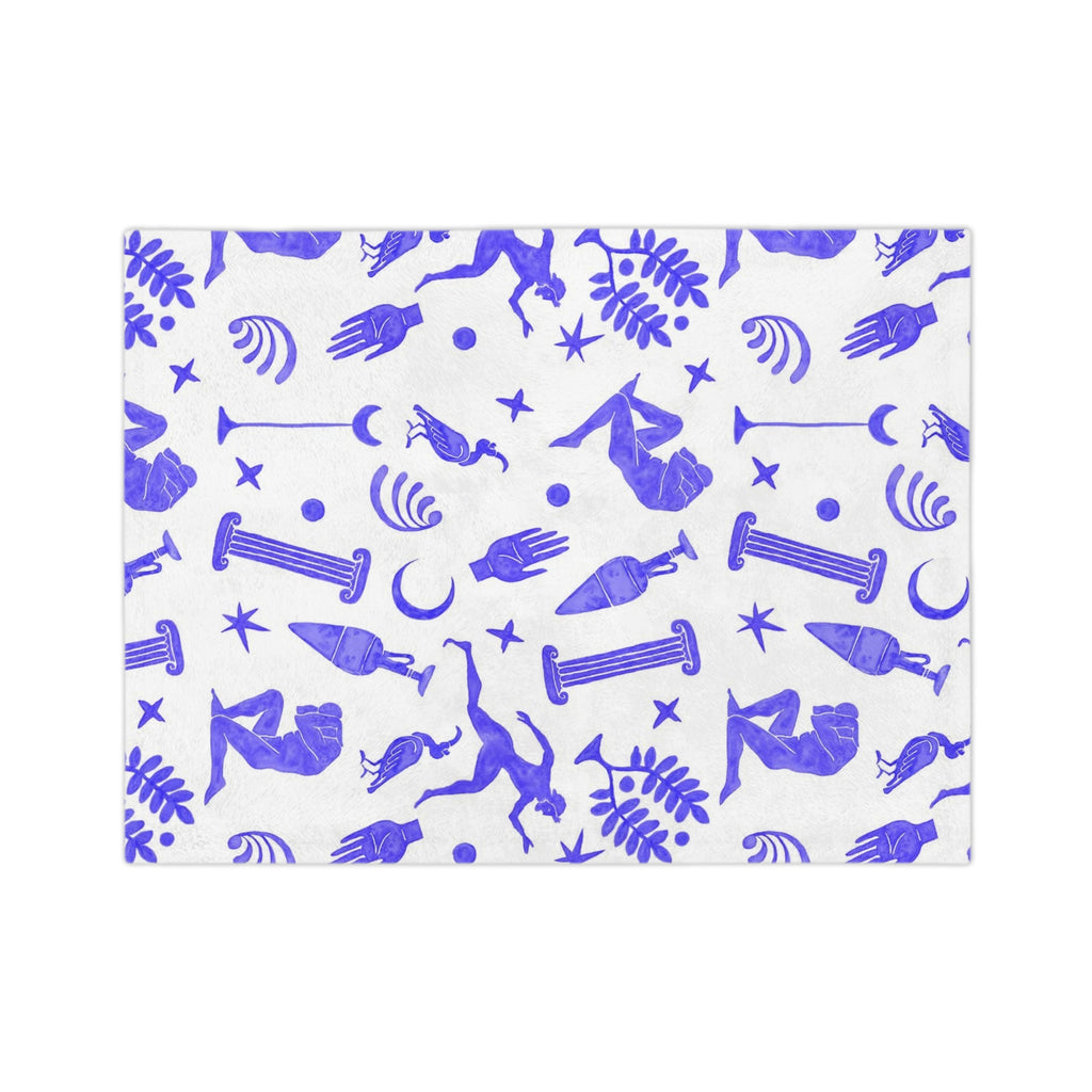 Ancient Greek Motifs Velveteen Microfiber Blanket | Greek Column, Statue, Olive Leaf Pattern