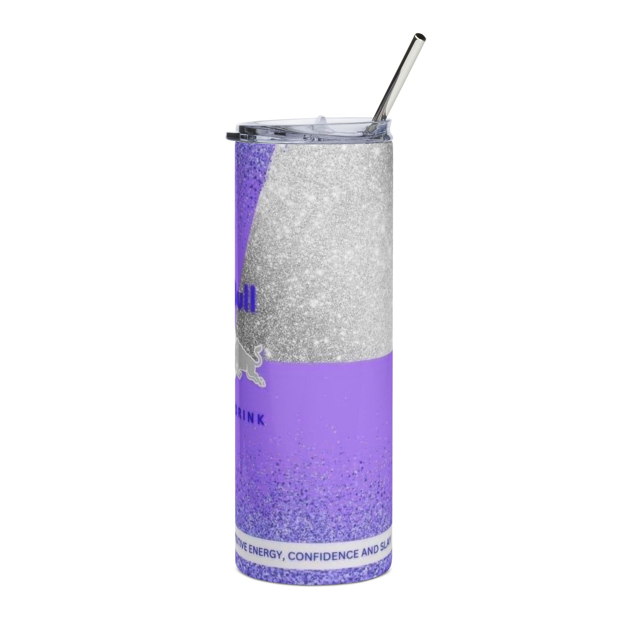 Purple Glitter Red Bull Inspired Can Design Tumbler | 20oz Stainless Steel