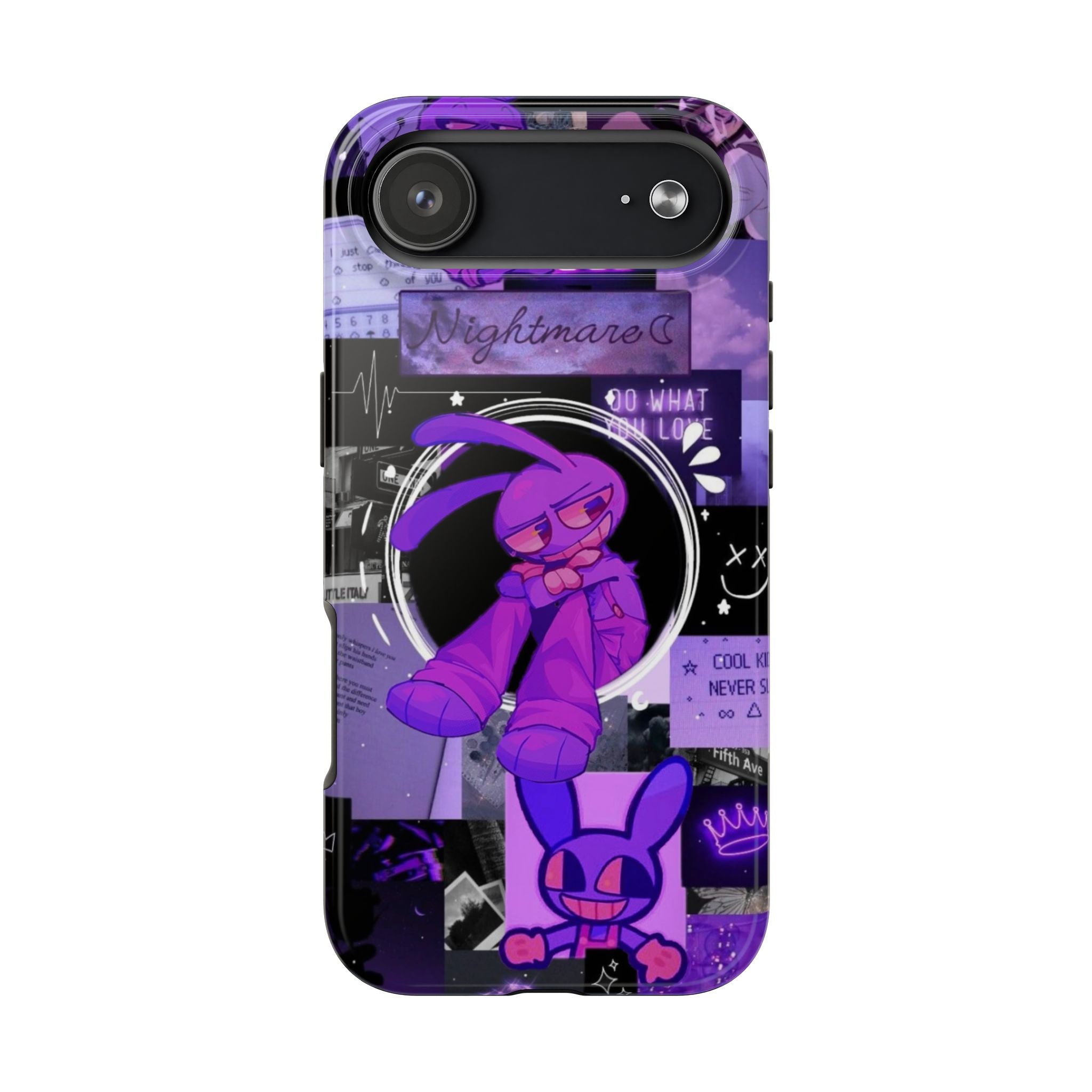 The Amazing Digital Circus Jax Purple Cartoon Bunny Collage Phone Case | Tough Phone Case