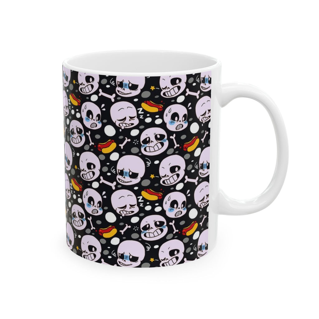 Undertale Sans Cartoon Skull Pattern Mug | Cute Creepy Skull Faces, Candy Corn Halloween
