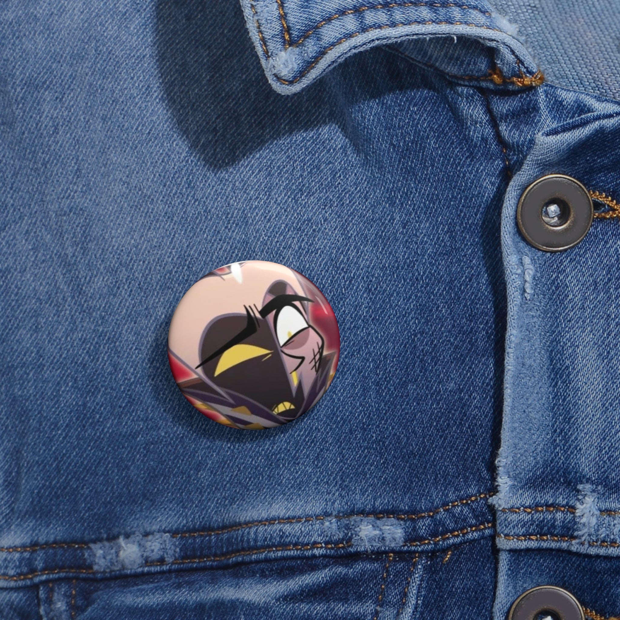 Adam Hazbin Hotel Broken Mask Winking Cartoon Pin Button | Custom Pin
