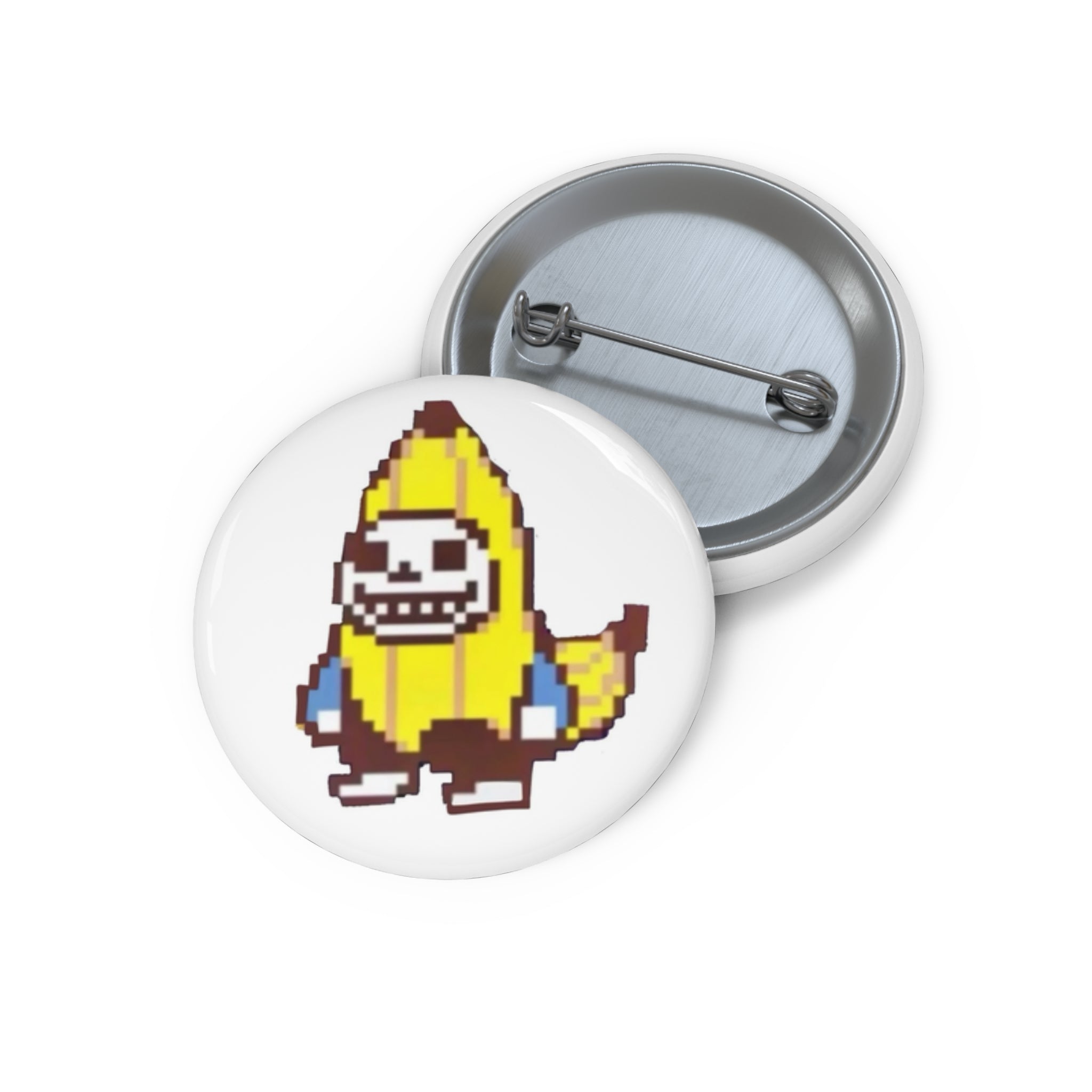 Undertale Sans BananaPixel Banana Skeleton Pin, Round Button Pin | Retro 8-bit Novelty Accessory