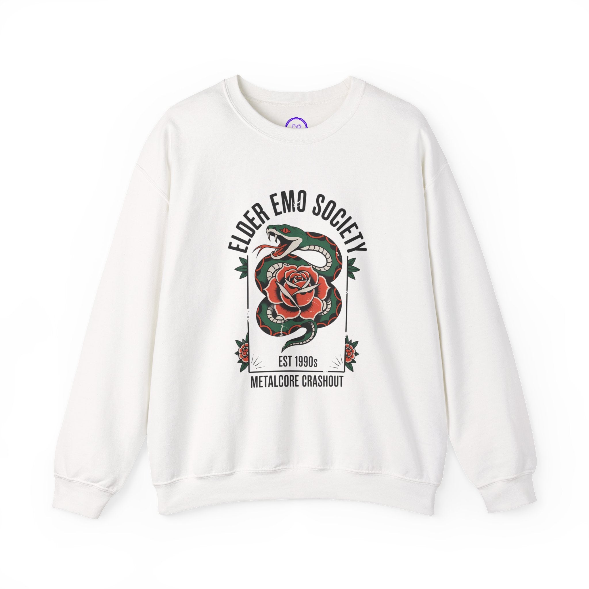 Elder Emo Society snake and rose Crewneck Sweatshirt | Metalcore Crashout design