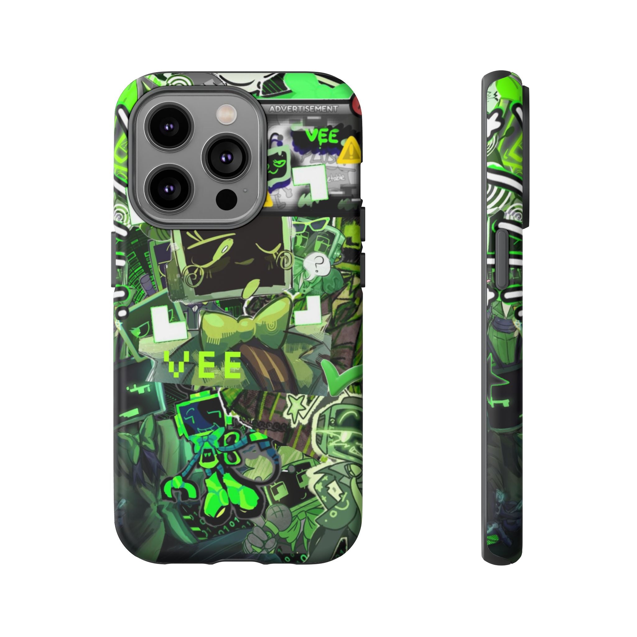 Dandys World Vee Green Glitch Cartoon Collage Phone Case | Tough Cases