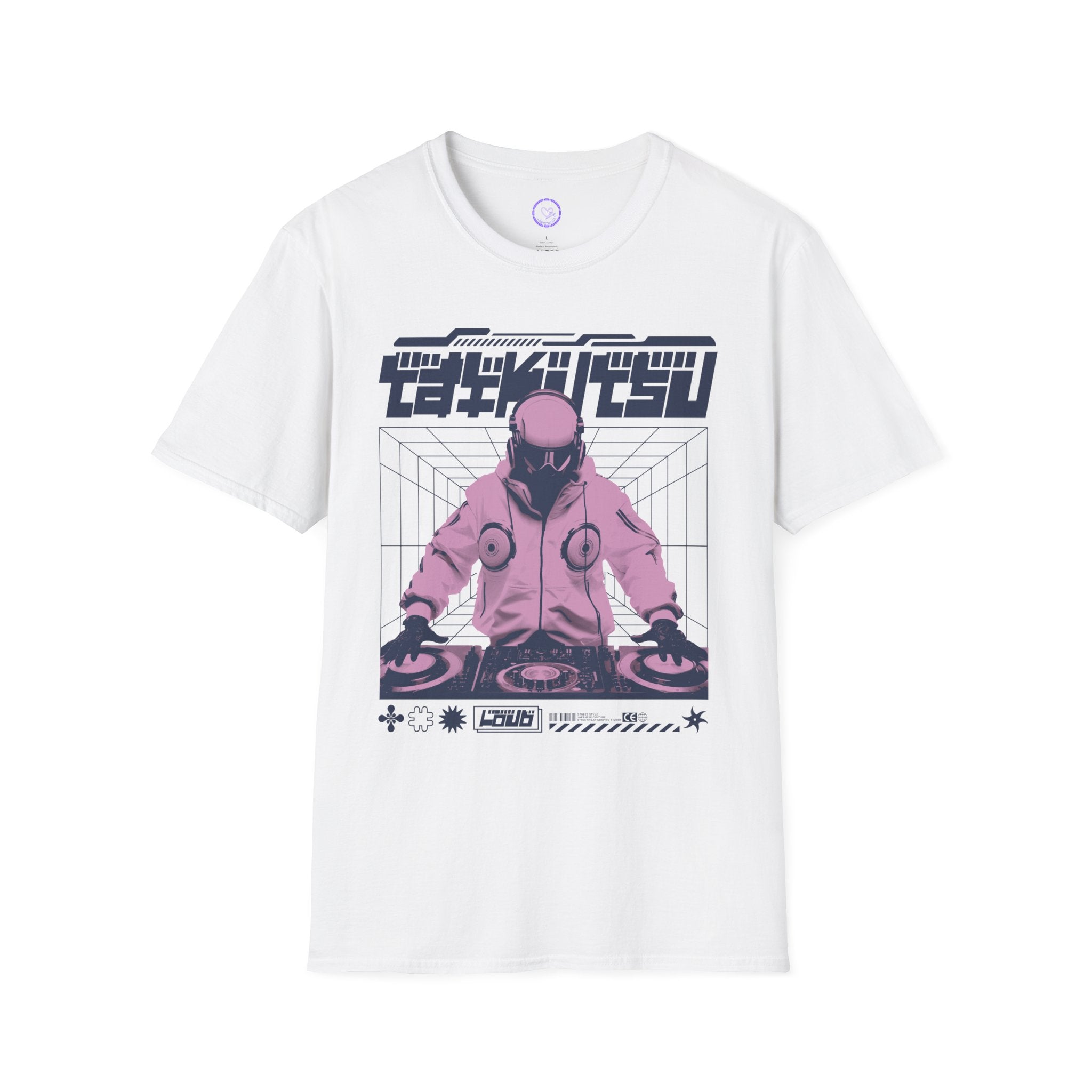 Y2K Cyber DJ graphic T-Shirt | Retro Futuristic Vaporwave DJ design