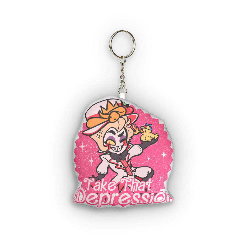 Take That Depression Hazbin Hotel Custom Shape Mini Plush Keychain | Pink Cartoon Character