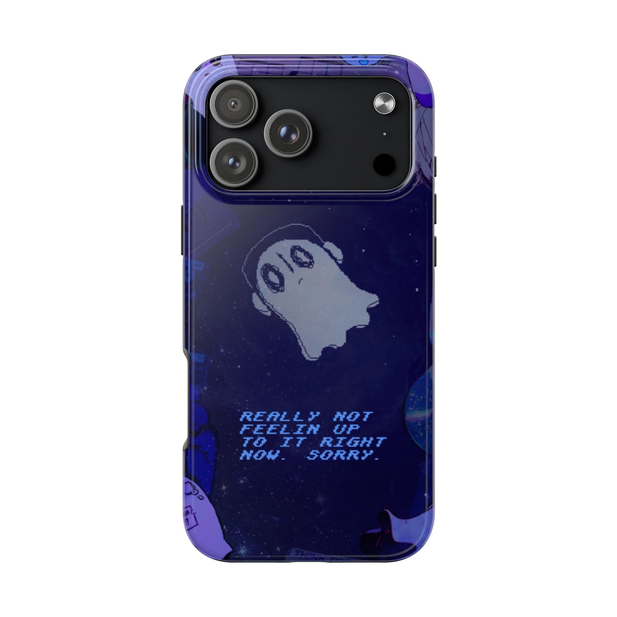 Undertale Napstablook Sad Ghost Phone Case | Blue Aesthetic, Vaporwave Quote, "Really Not Feelin' Up To It Right Now"