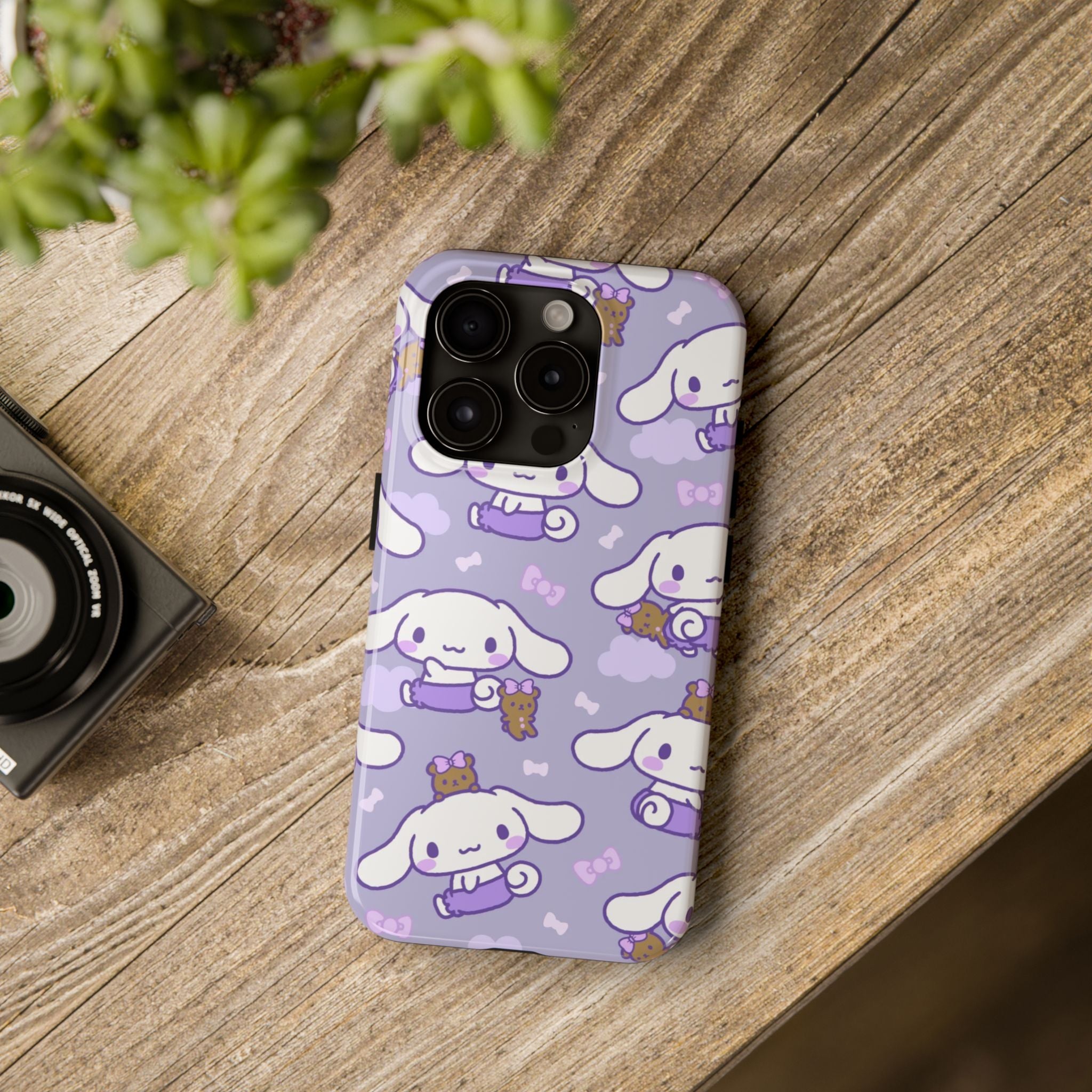 Kawaii Cinnamoroll Pattern Phone Case | Purple Cute Cartoon Puppy