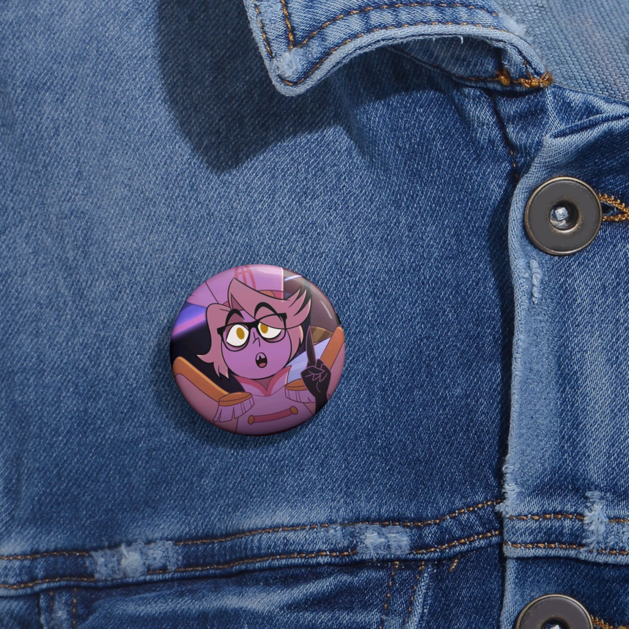 Hazbin Hotel Abel Meme Funny Purple Anime Space Captain pin button | 1.25in round enamel-style pin