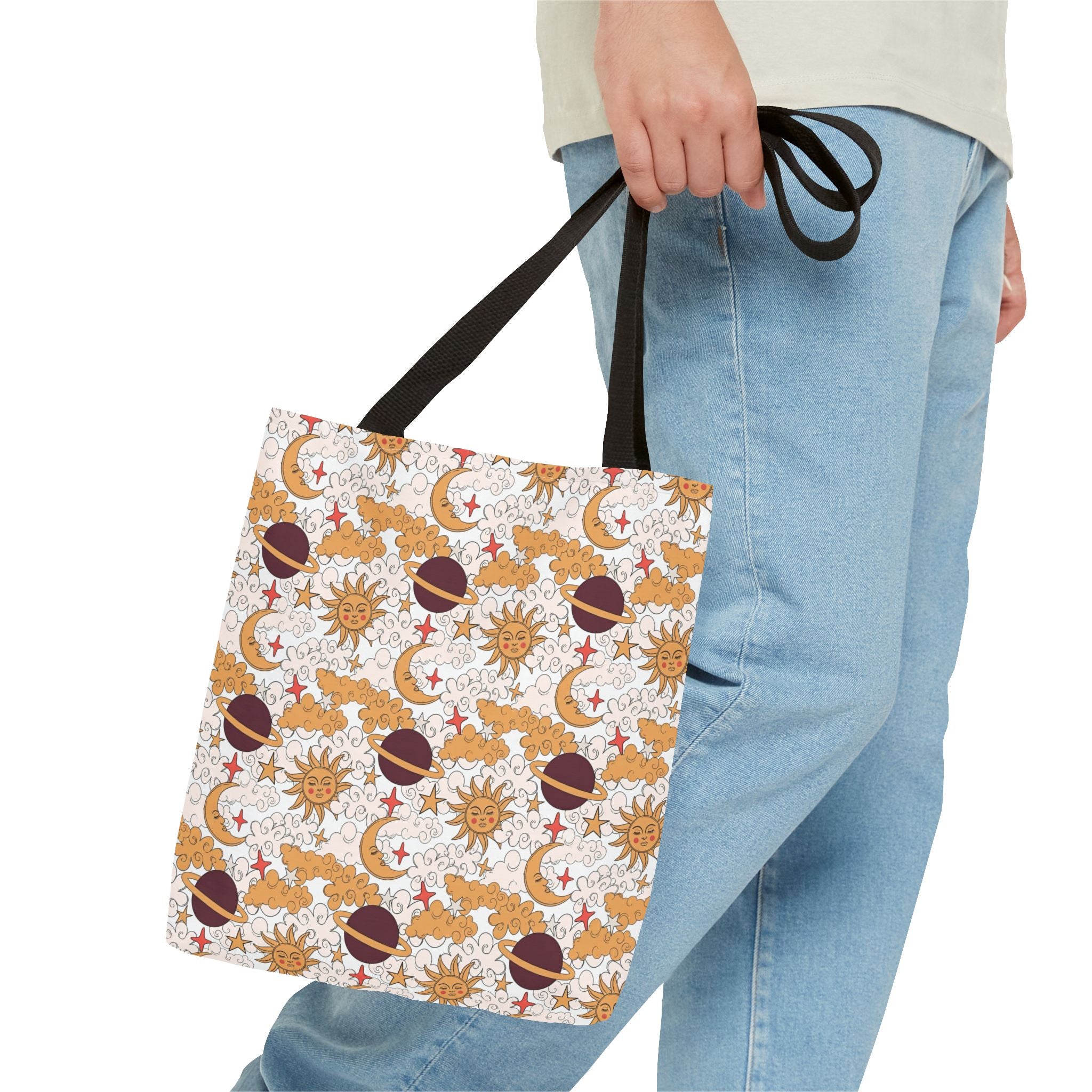 Celestial Sun Moon Pattern Tote Bag | Astrology Zodiac Starry Design