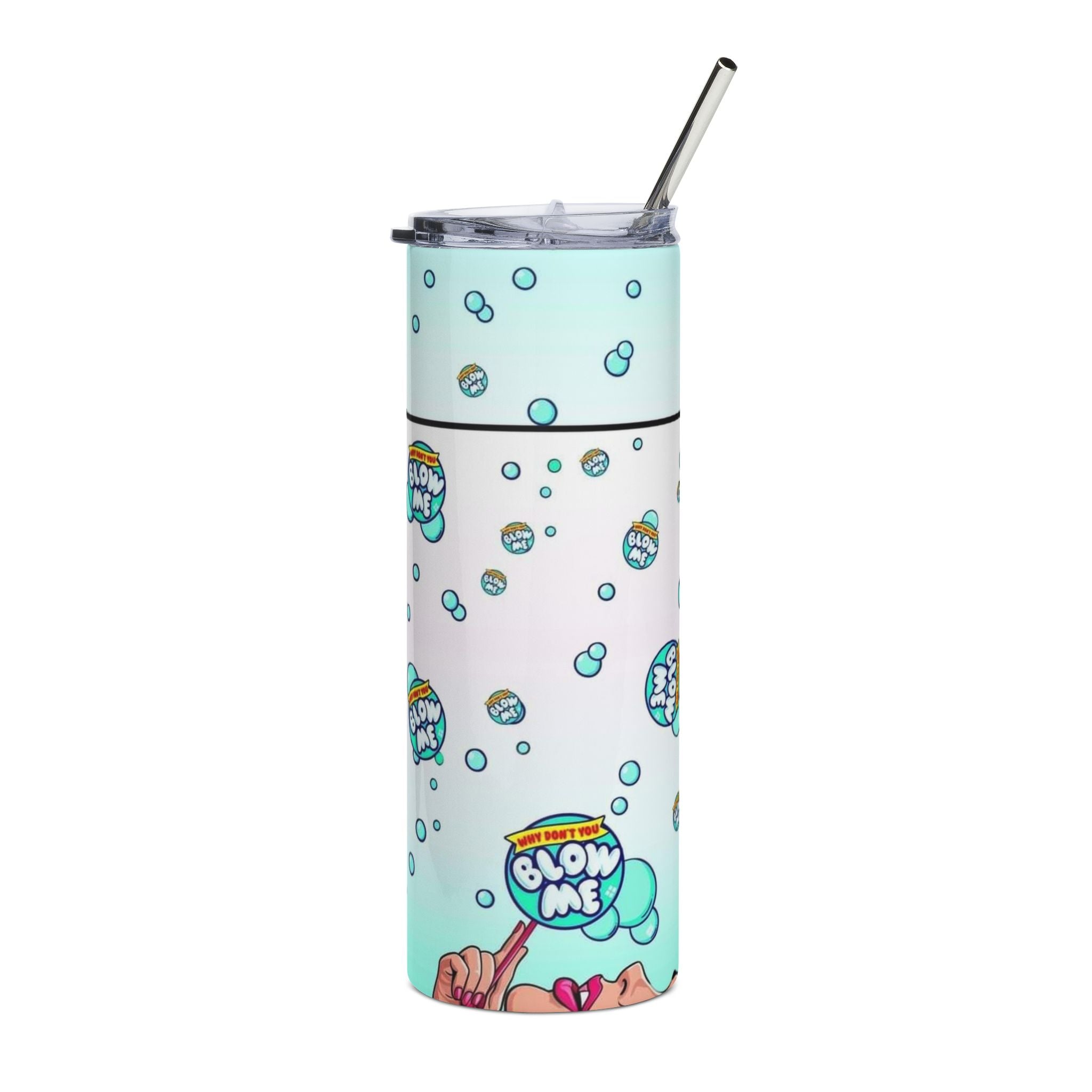 Aqua Bubble Pop Cartoon Logo Tumbler | 20oz Stainless Steel