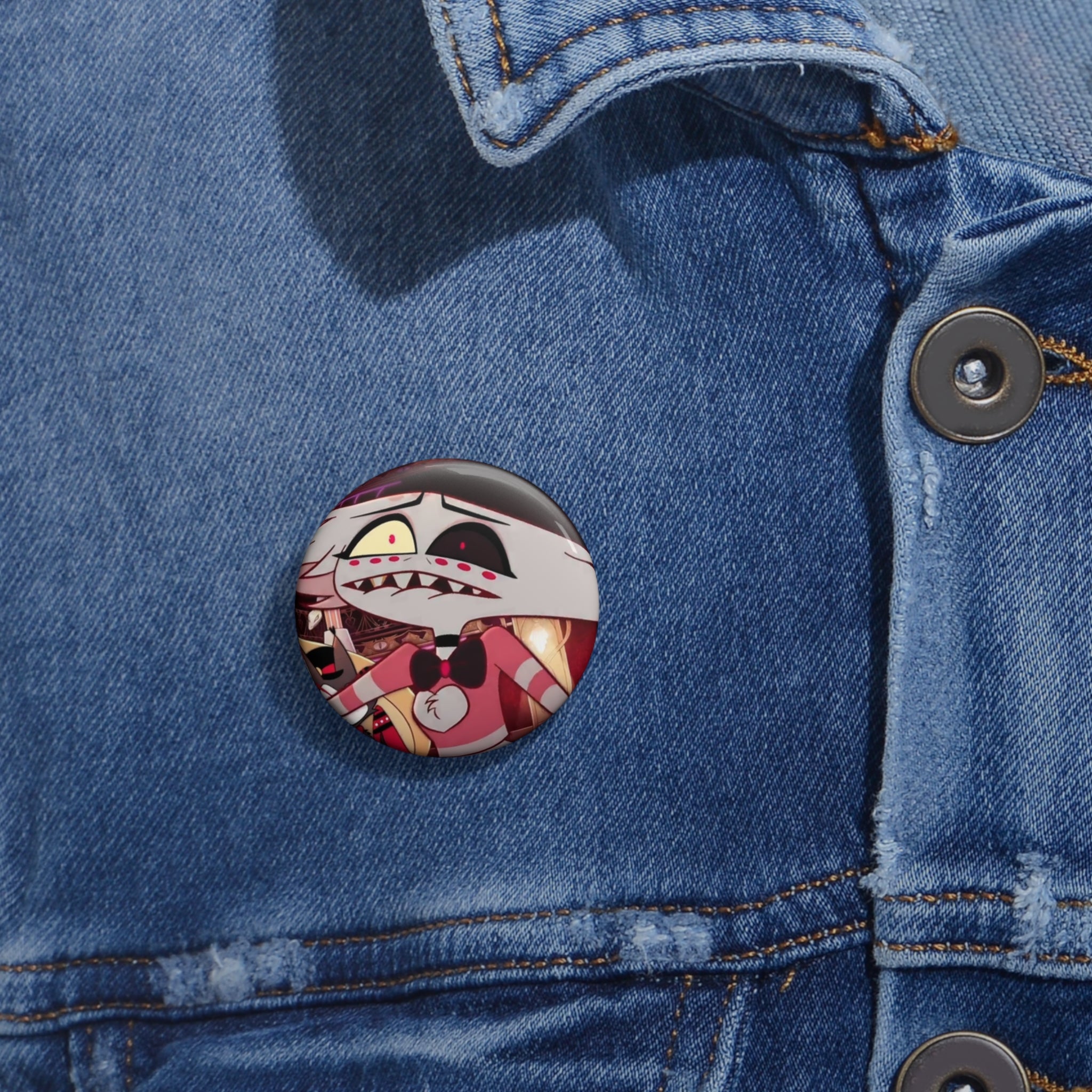 Hazbin Hotel Angel Dust Cartoon Demon Character pin button | 1.25in round enamel lapel pin
