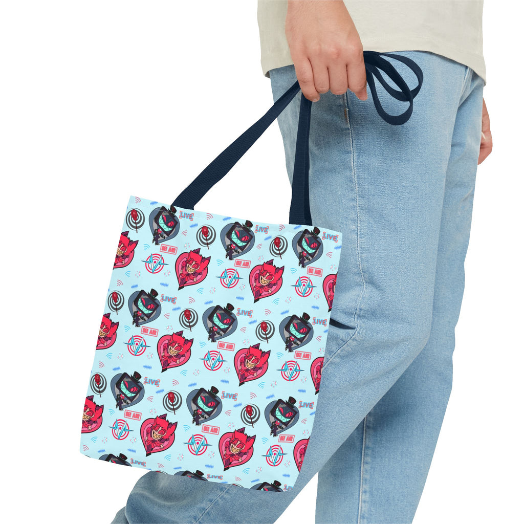 Hazbin Hotel Vox x Alastor Cute Cartoon Fox Pattern Tote Bag | Pastel Animal Face All-Over Print