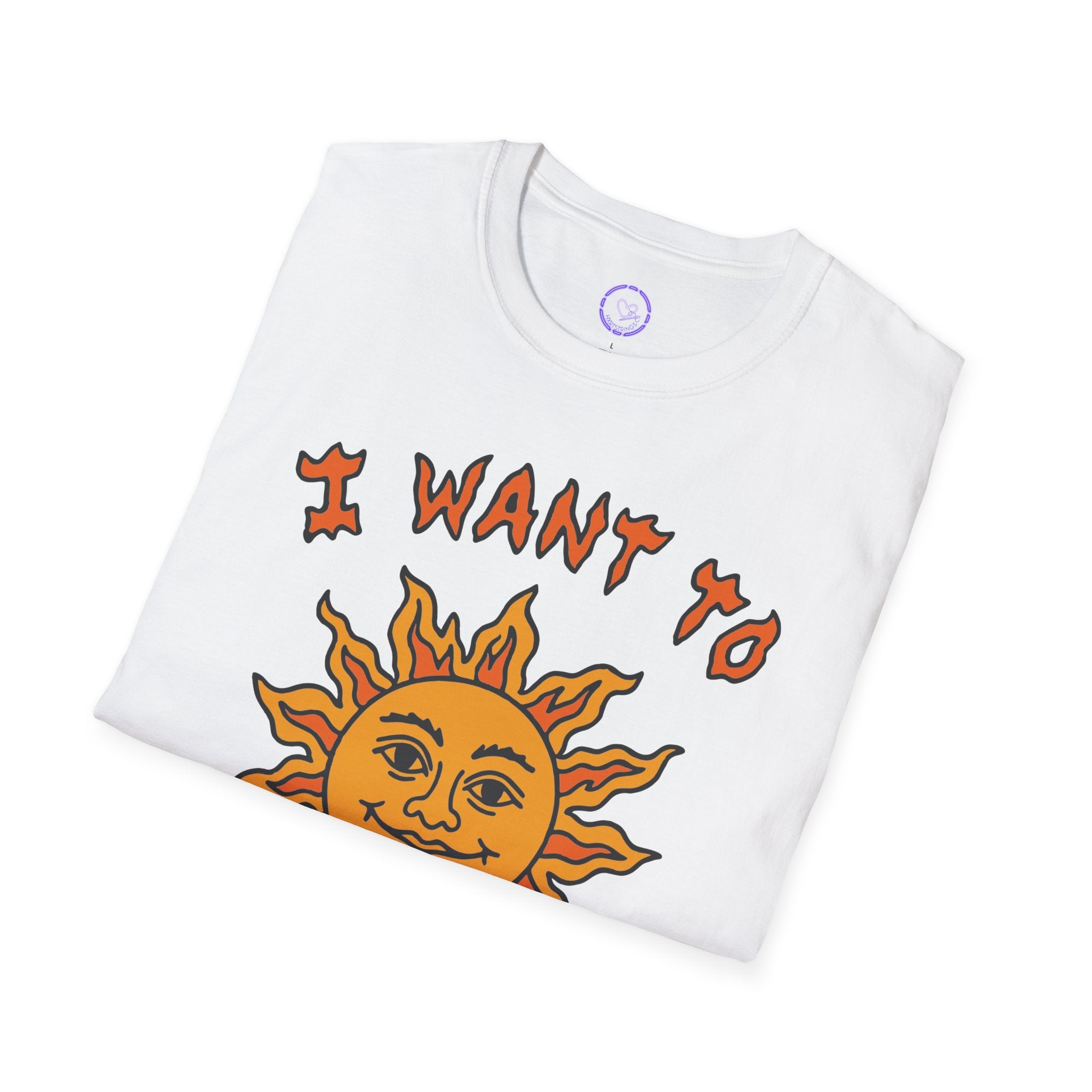 I Want To Burn Things Sun Graphic T-Shirt | Retro Smiling Sun Illustration