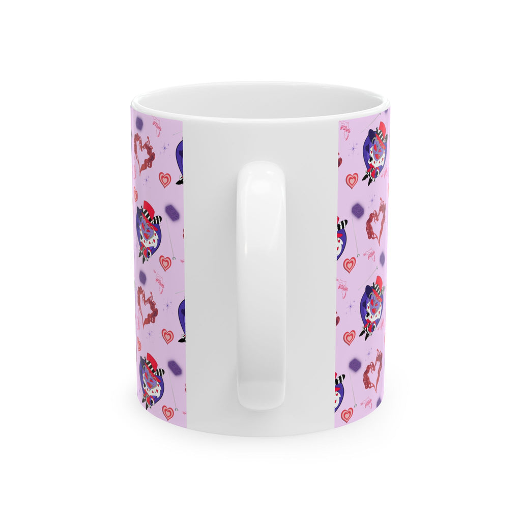 Hazbin Hotel Valentino Cute Heart Tattoo Skull Pattern Hellaverse Pink Cartoon Mug | Ceramic Coffee Cup