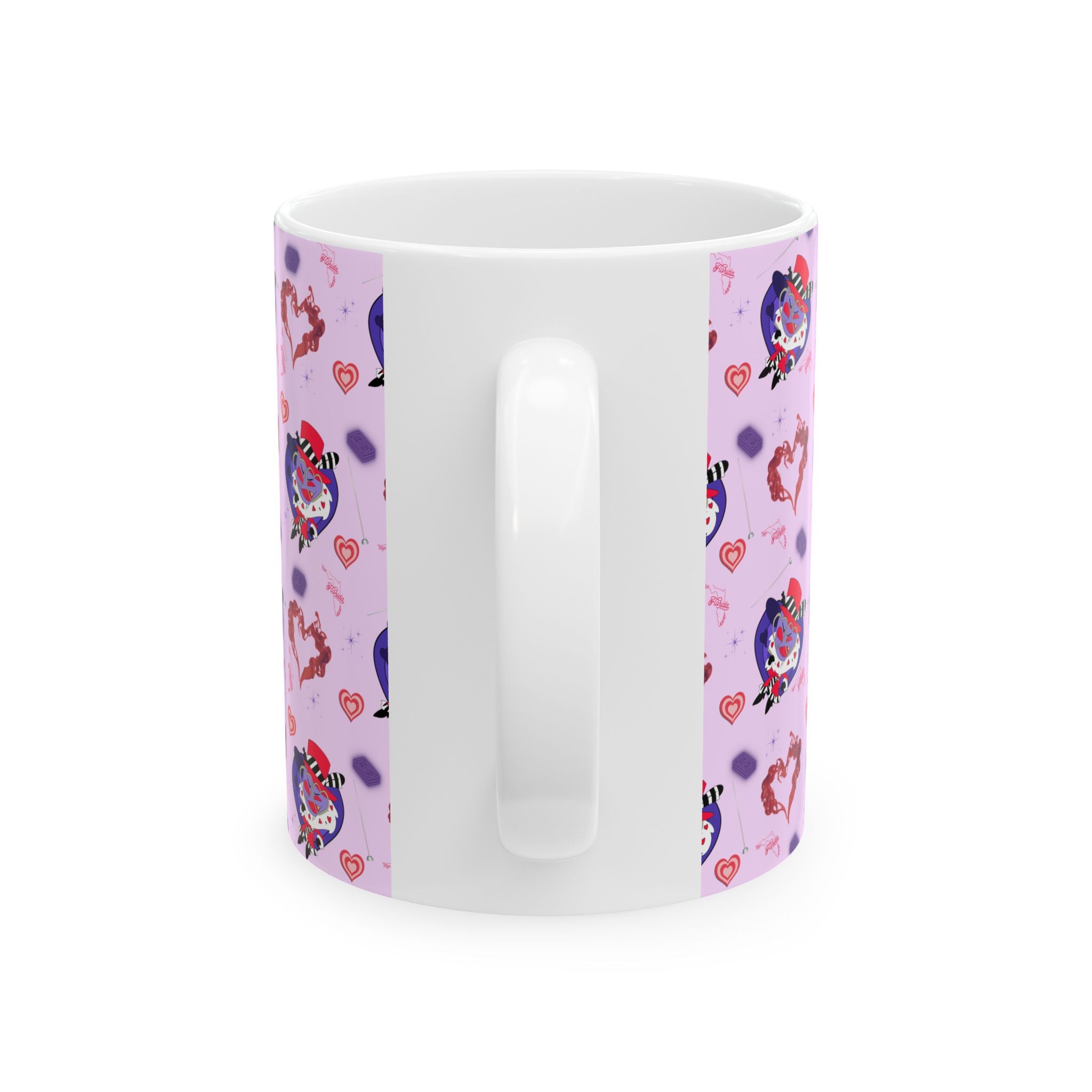 Hazbin Hotel Valentino Cute Heart Tattoo Skull Pattern Hellaverse Pink Cartoon Mug | Ceramic Coffee Cup