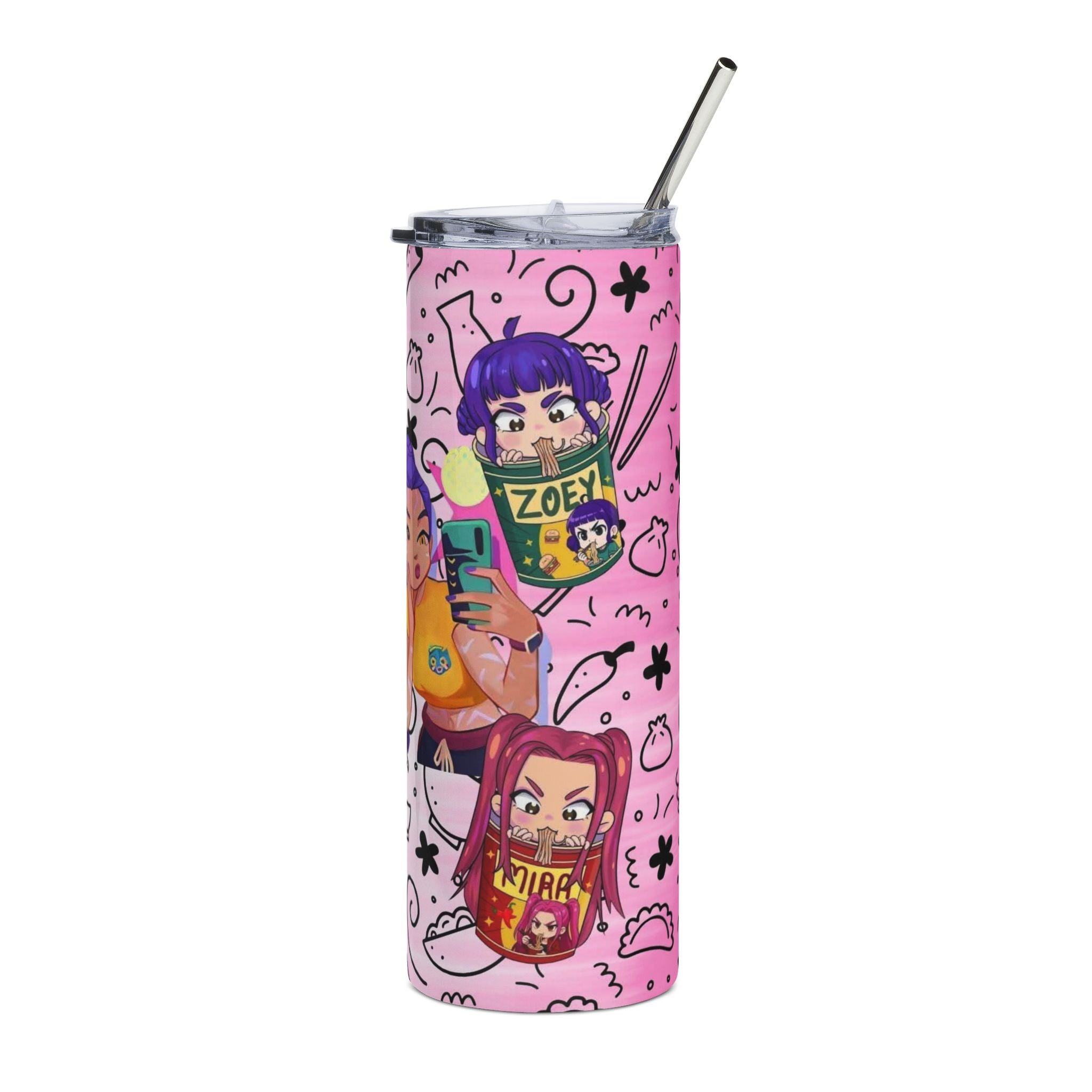 KPop Demon Hunters Cute Anime Girls Pattern Tumbler | 20oz Stainless Steel Travel Cup