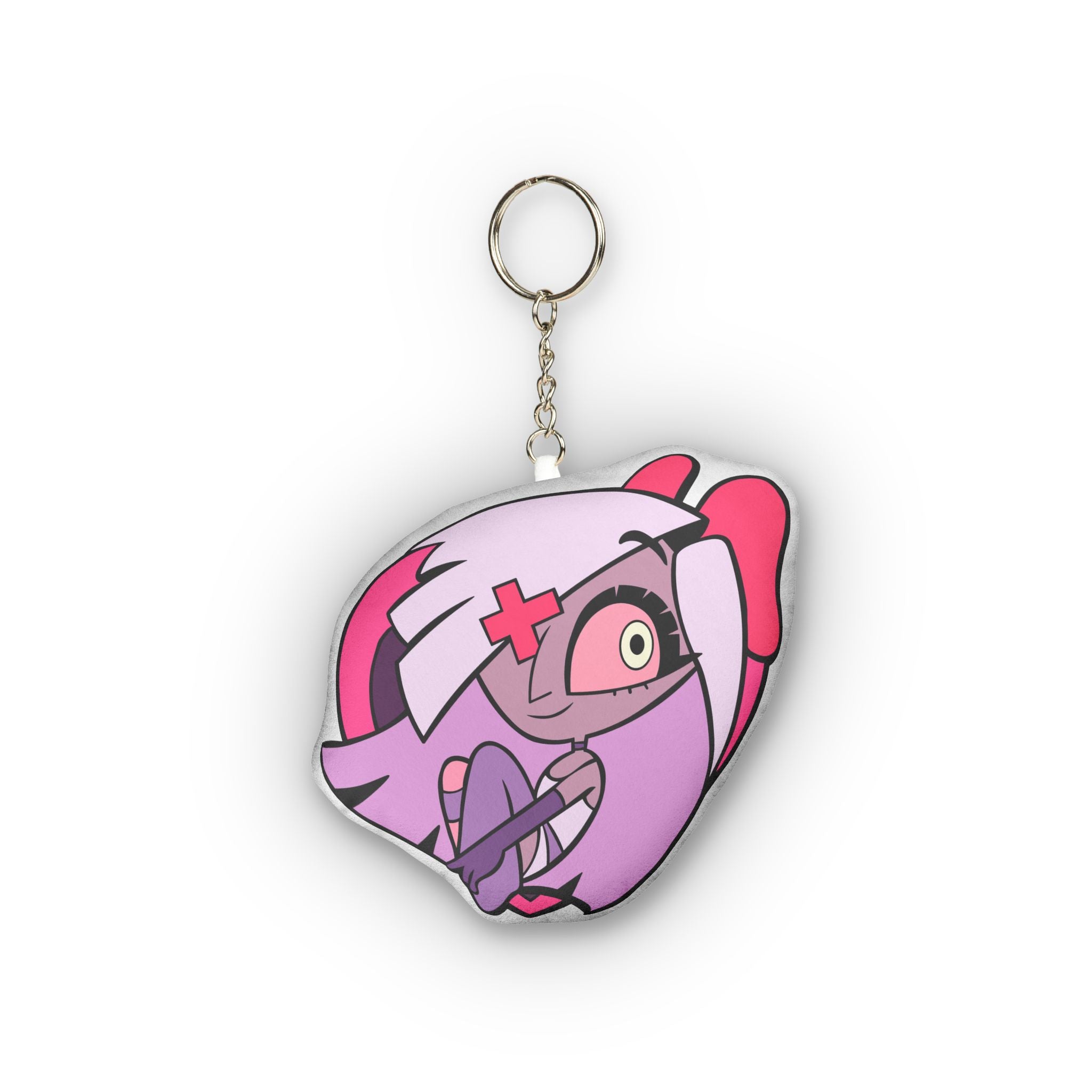 Vaggie Hazbin Hotel Cute Pink Nurse Anime Character Custom Shape Mini Plush Keychain | Kawaii Mascot Charm