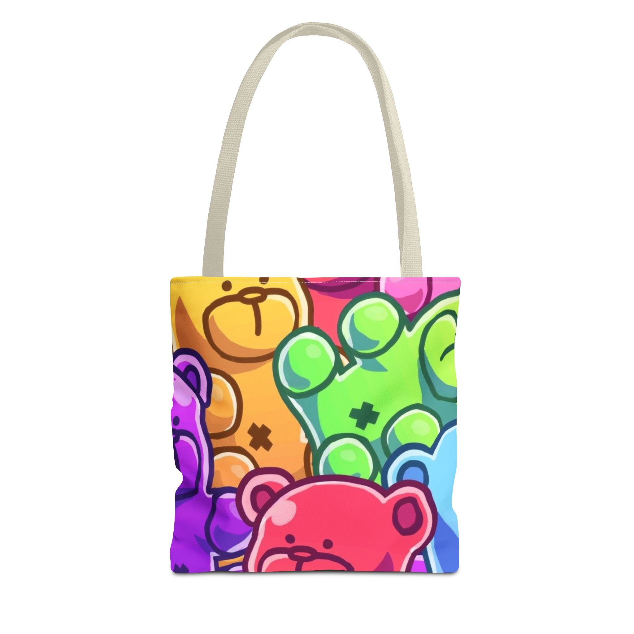 Rainbow Gummy Bears Tote Bag | Colorful Candy Pop All-Over Print