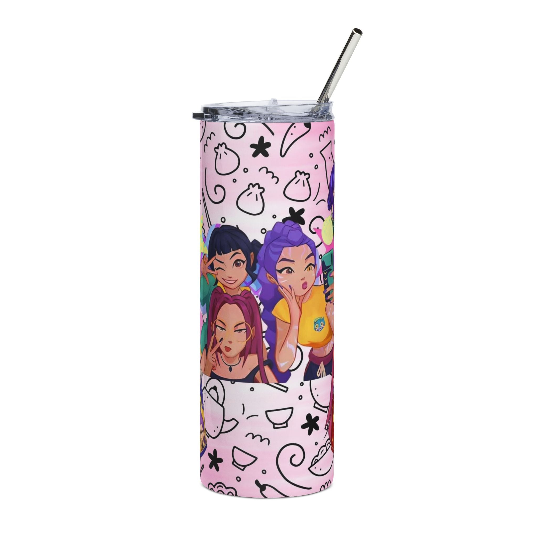 KPop Demon Hunters Cute Anime Girls Pattern Tumbler | 20oz Stainless Steel Travel Cup
