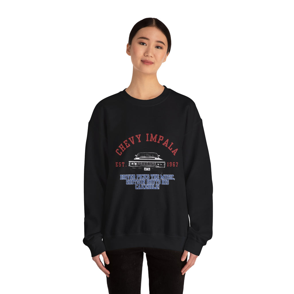 Supernatural Chevy Impala Varsity 1967 Crewneck Sweatshirt | Classic Car Vintage Style