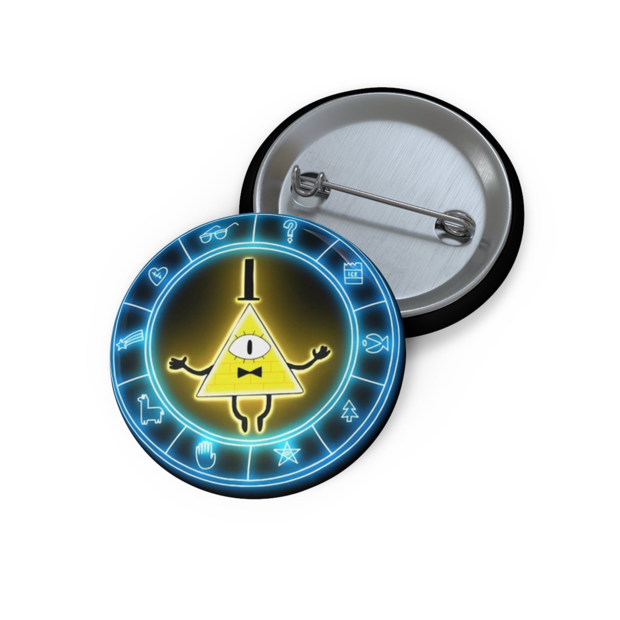 Bill Cipher Gravity Falls Mystic Triangle Eye character Pin Button | Enamel-style Round Badge